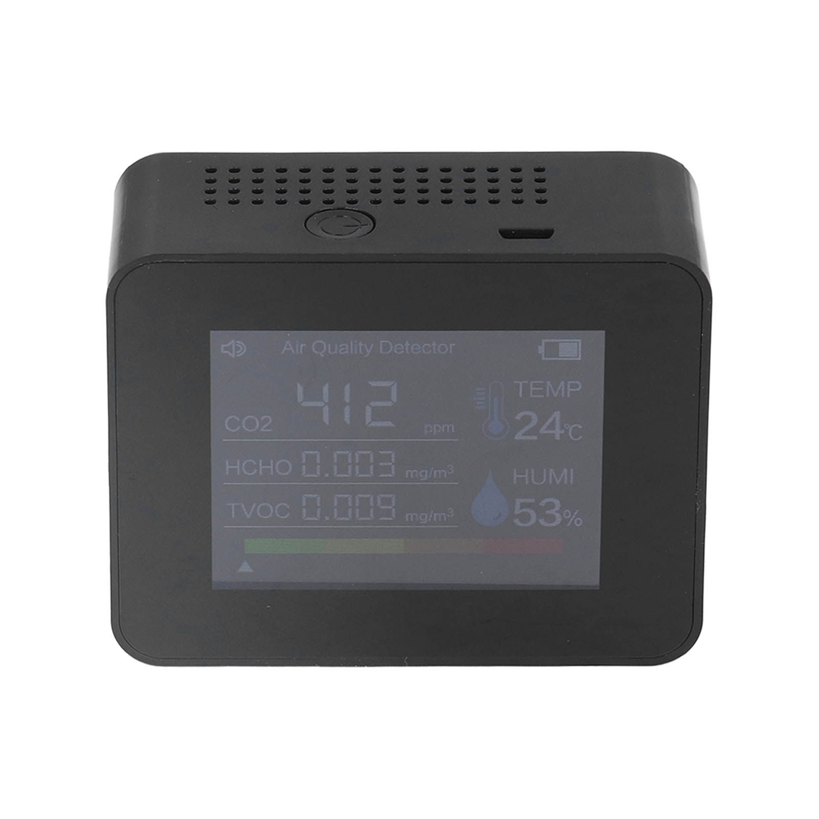 Tragbarer Co2-detektor, Innenraumluftqualitätsmonitor Mit Temperatur- Und Feuchtigkeitssensor, Automatisch Drehbarem Bildschirm, Usb-ladefunktion Mit Eingebautem Akku (wird Geladen Geliefert), 2co3 Sc