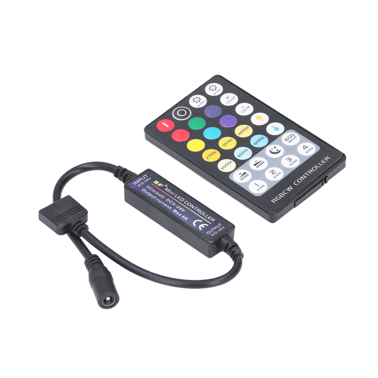 5-in-1 Rf-funkfernbedienung, Mini-konstantspannungsregler Rgbcw 28 Tasten Rgb+cct Mit Eingebautem Akku.