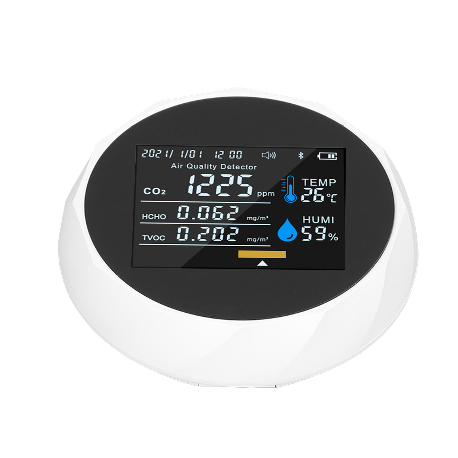 Tragbarer Bluetooth-co₂-detektor, Tvoc-analysator Mit Integriertem Speicher, Usb-aufladbar (batterie Im Lieferumfang Enthalten), Weiß