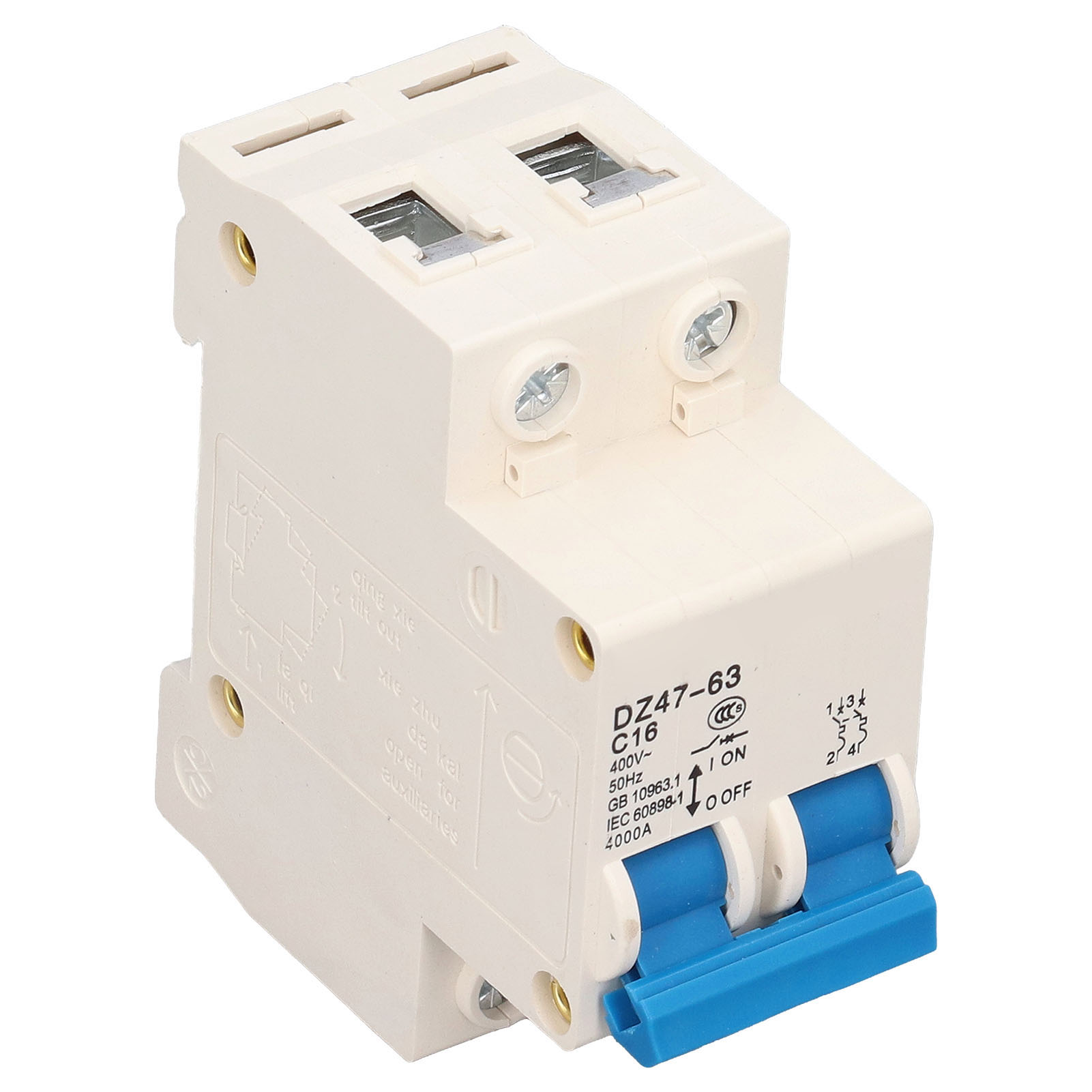 Miniatur-16a 220v Bipolarer Leitungsschutzschalter, 2p Haushaltsluftschalter, Elektrischer Stromkreisschutz, Lieferung Mit Luftpolsterfolie (2 Pole, 16 Ampere)