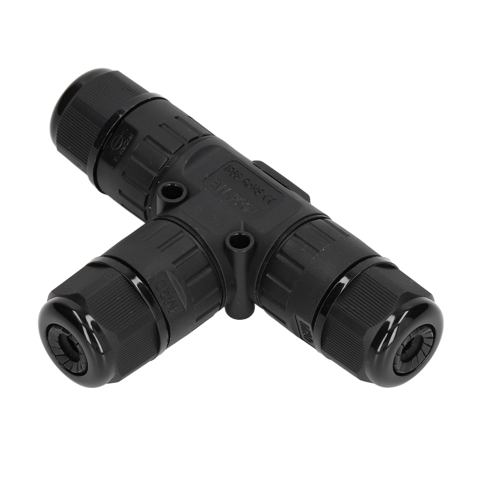 2 Stück Wasserdichter, Schraubenloser T-verbinder Für 9-12 Mm Außenkabel, 450 V/16 A, Ip68, 3-fach Schnellstecker Für Den Garten, Modell Ew-m20t-3p (ce+saa+ul+tüv+rohs Zertifiziert)