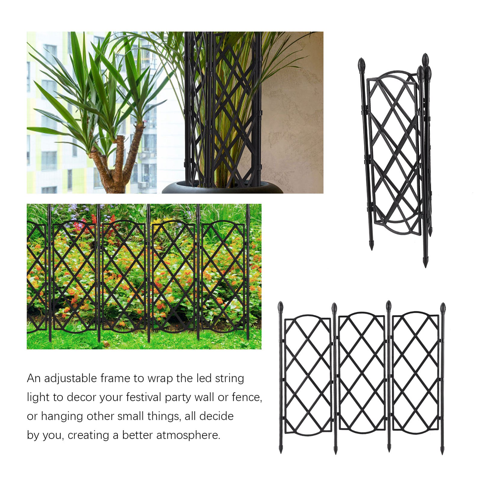 Set Aus 3 Kleinen, Ineinandergreifenden Floralen Sichtschutzwänden, 40 Cm Stiel, Maße Nach Dem Zusammenbau 63 X 46 Cm, Kompaktes Modell Für Den E-commerce.