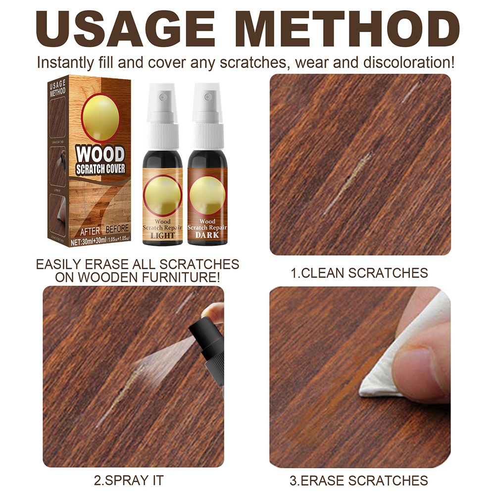 Packung Mit 2 Produkten Zur Kratzerreparatur Von Massivholzparkett, 30 Ml + 30 Ml Mehrschicht-restaurierungsflüssigkeit Für Holzböden, Kartonverpackung.