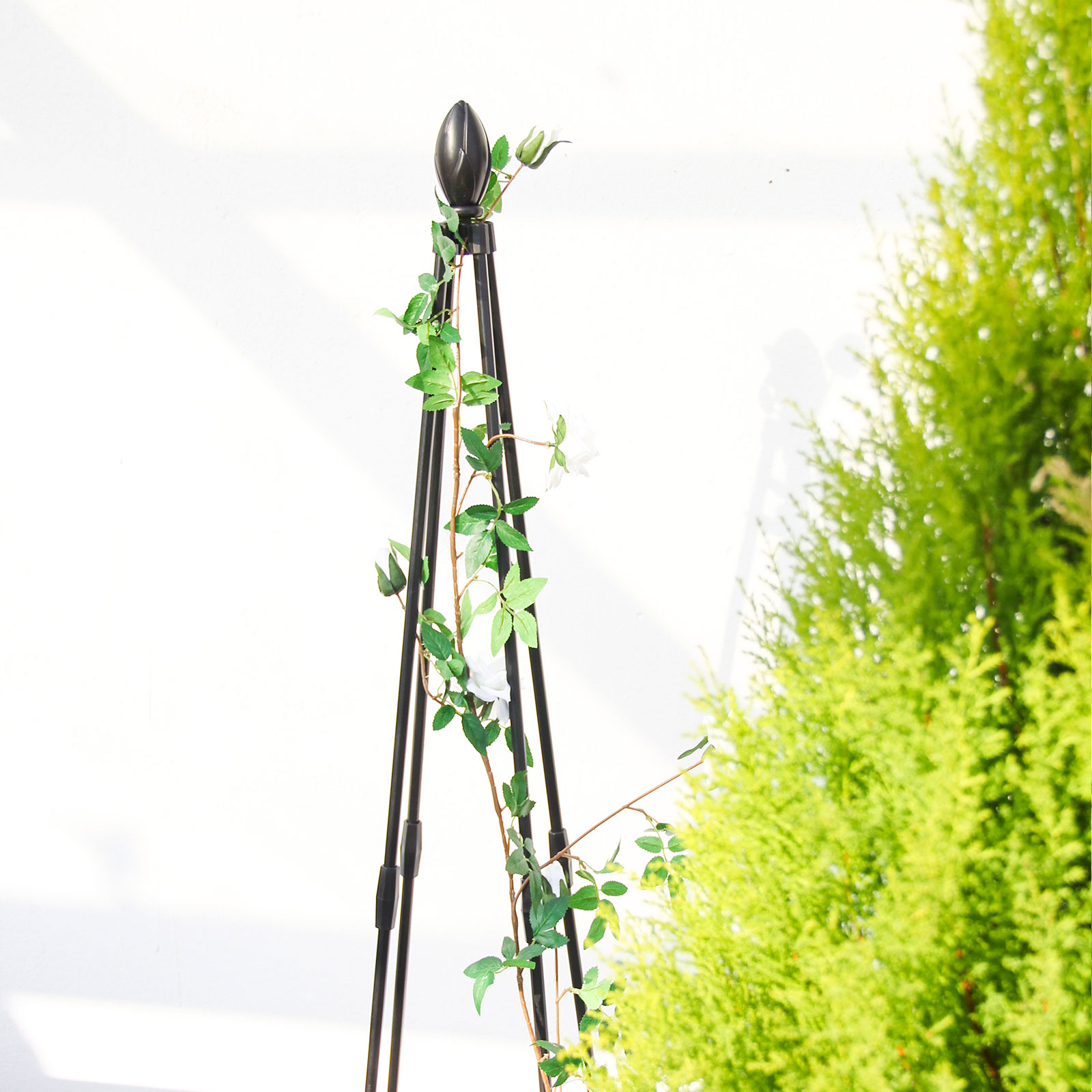120 Cm 4-seitiger Turm-blumenständer, Stapelbares Garten-rankgitter-set (2x60cm Stangen, Pe-beschichteter Stahlrohr)