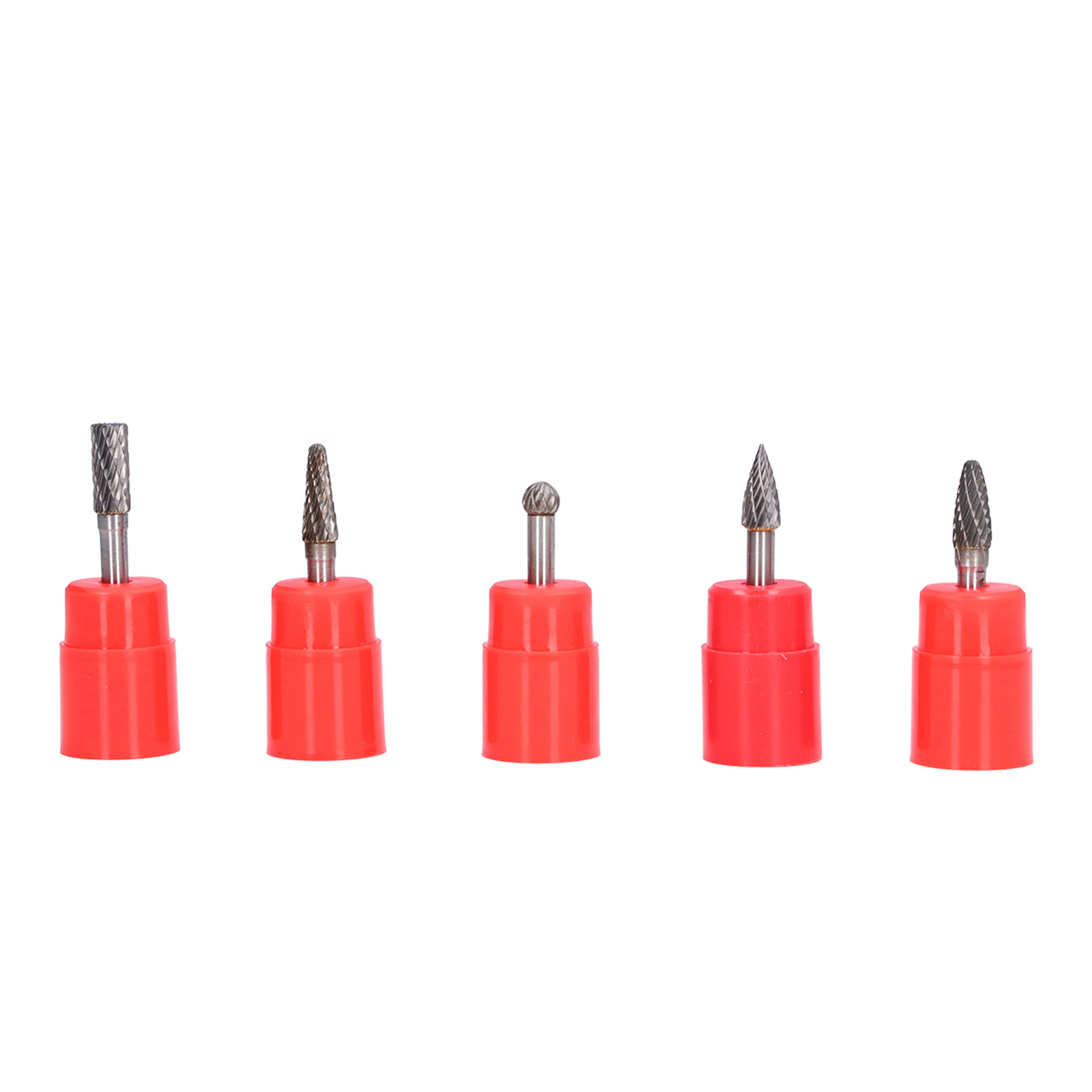 5-teiliges Set Aus 6x8 Mm Hartmetallfräsern Mit 3 Spitzen, Rot, Hartmetall-rotationsfeile, Schleifscheiben-set Für Bohrmaschinen