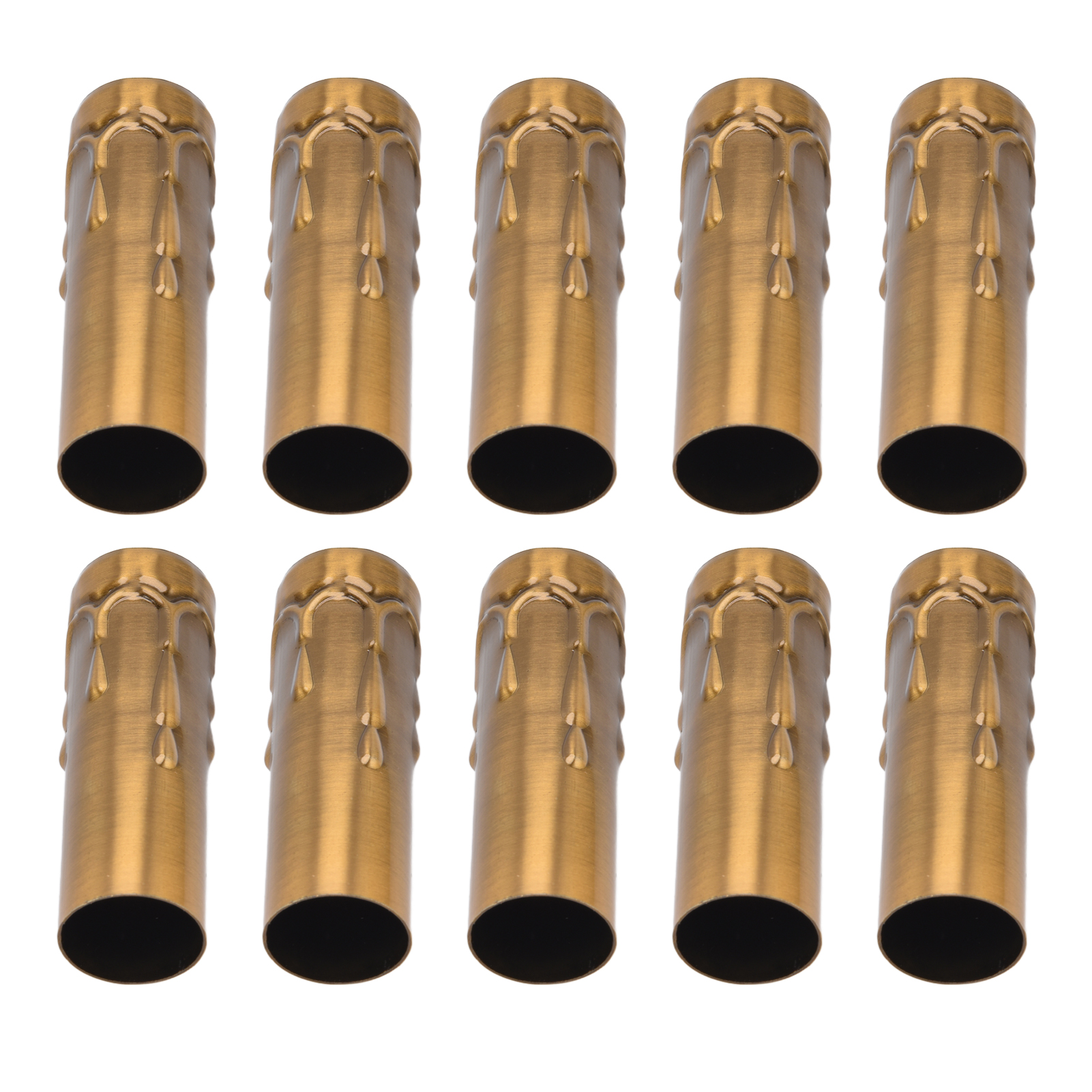 Set Mit 10 E14-fassungen Für Dekorative Kristallröhren, Tropfenförmiges, Gerades Rohr Für Kronleuchter, Beleuchtungszubehör, Goldbronze Ausführung, 25x80mm.