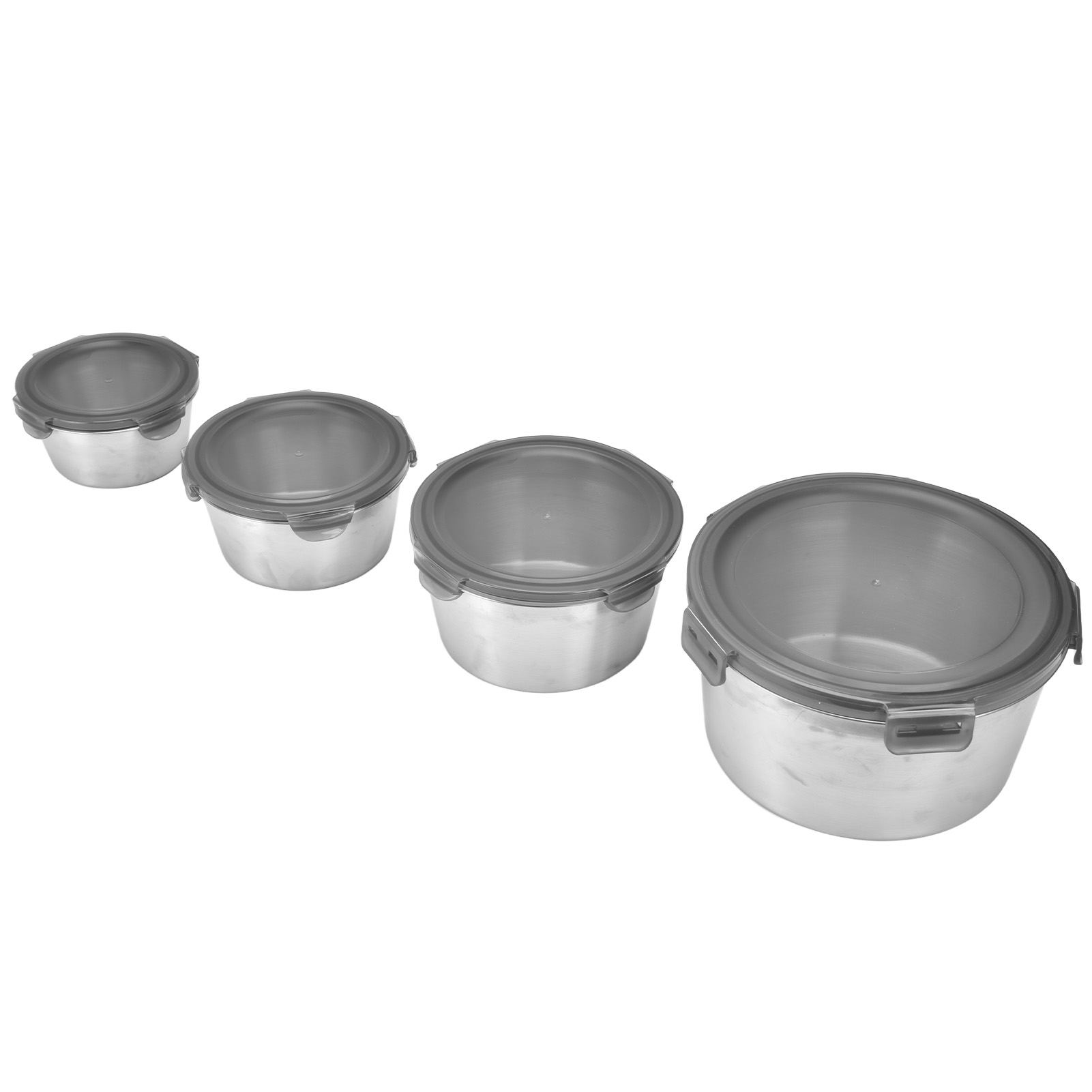 Set Mit 4 Luftdichten Aufbewahrungsbehältern Aus Edelstahl