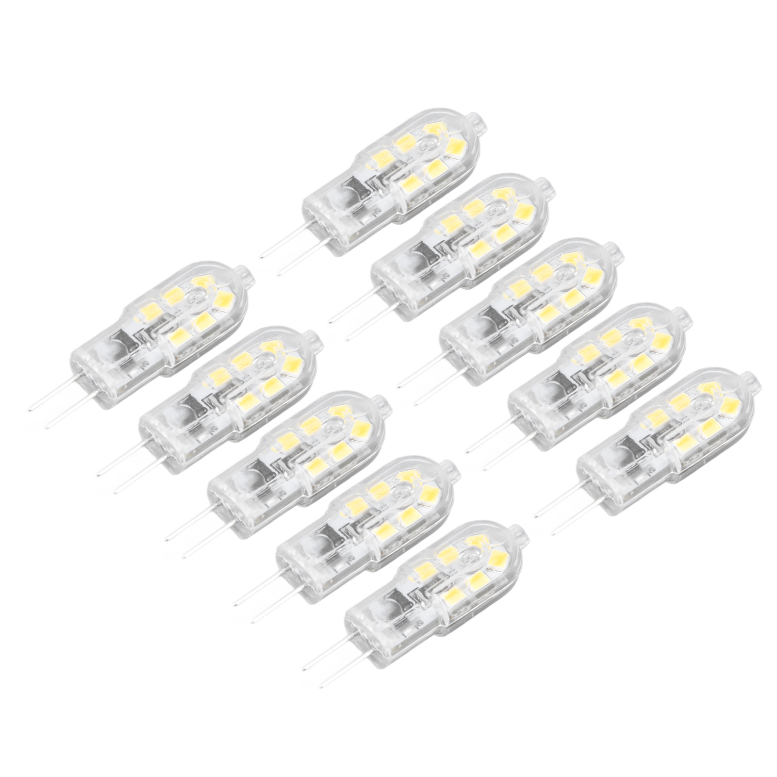 Packung Mit 10 G4 12 Led 2835 Dc12v Dimmbaren Glühbirnen, Kaltweiß, Transparentes Gehäuse.