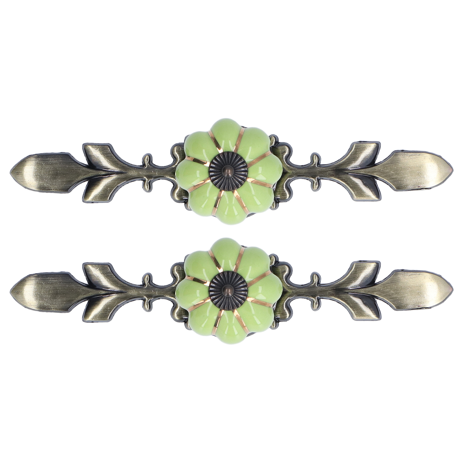 Set Aus 2 Apfelgrünen Kürbis-keramikgriffen 1045a, Zinklegierung, Schubladen-, Buffet-, Schrank-, Schuhschranktüren, Chinesischer Landhausstil.