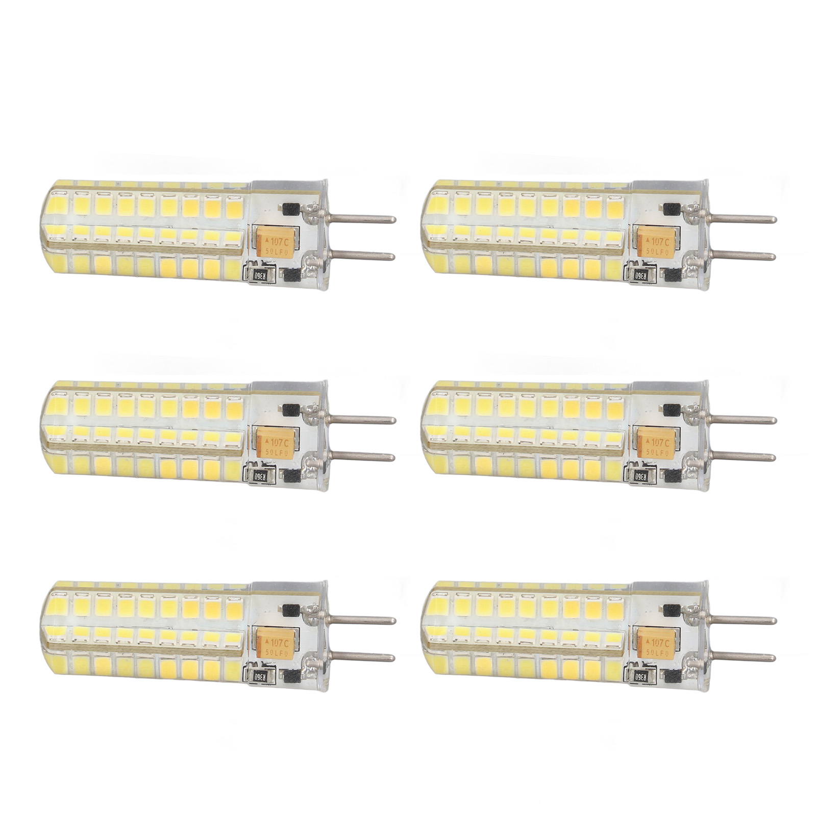Packung Mit 6 Gy6.35 7w 72led Kaltweißen Glühbirnen, Ce/rohs-zertifiziert, Flexibles Silikon, Kompatibel Mit Kronleuchtern, Deckenleuchten, Wandleuchten Und Tischlampen, Ac/dc 12v Netzteil.