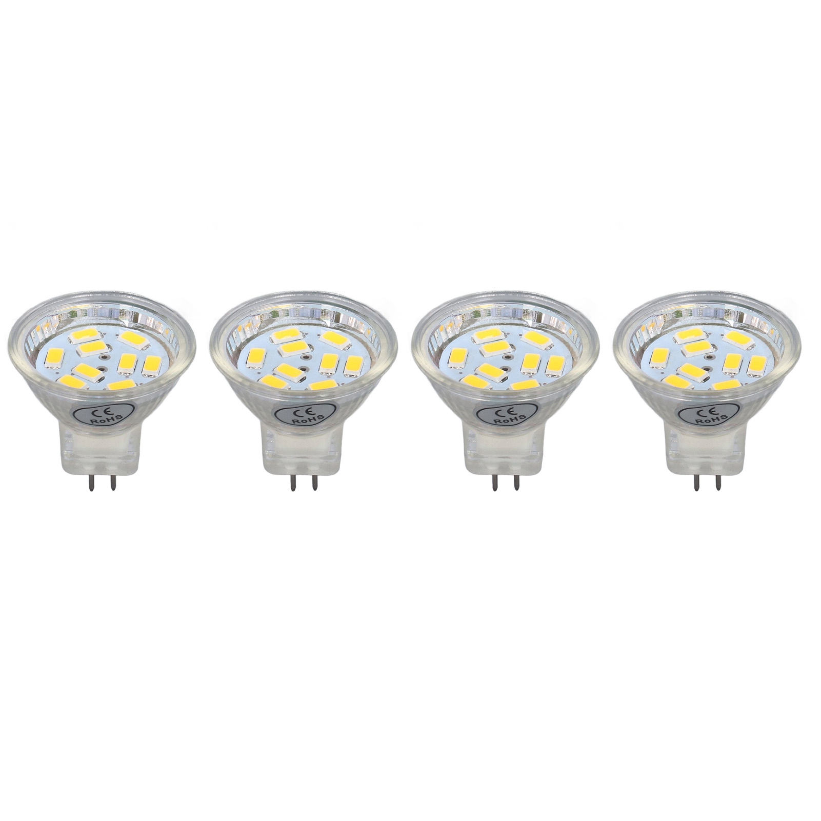 Mr11 Led-spotlampe, 3 W, 9 Leds, 300 Lm, Doppelstiftsockel, Dc 12 V, Ce/rohs, Warmweiß, 4er-pack