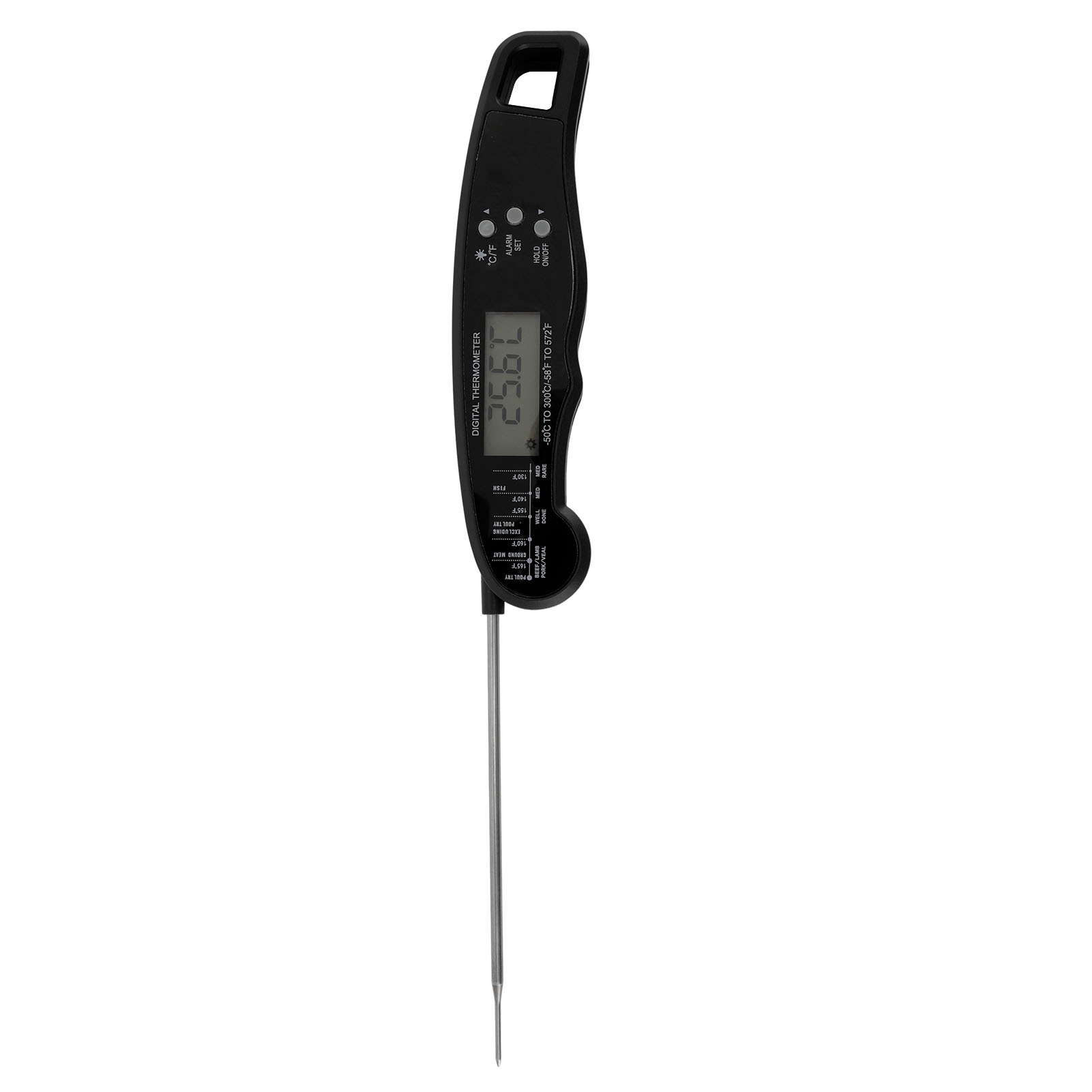 Wasserdichtes Multifunktions-lebensmittelthermometer Mit Doppelnadel, Schwarz, Inklusive Eingebauter Batterie, Zum Grillen