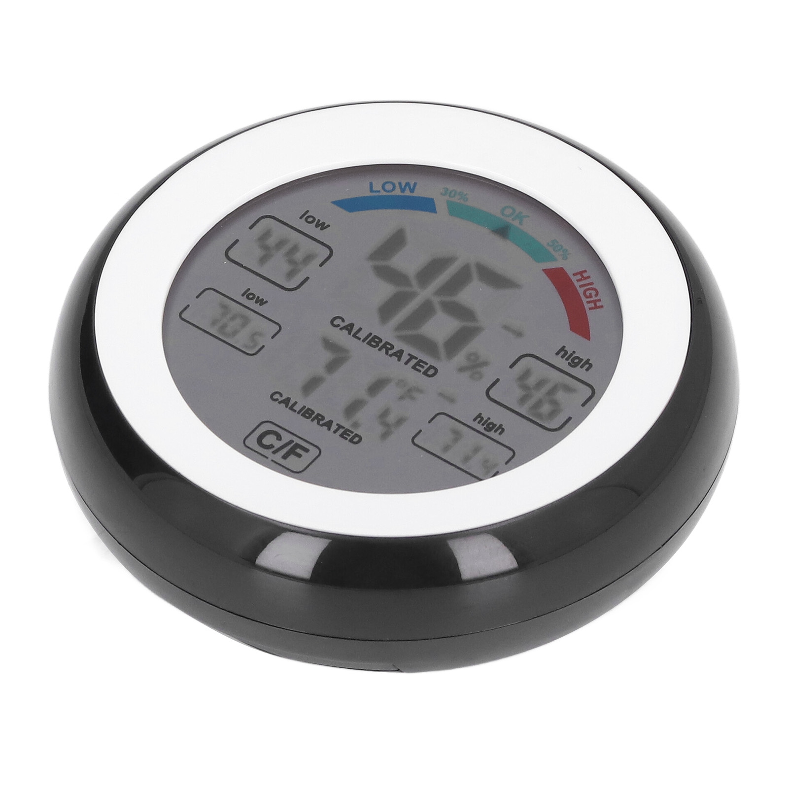 Ts-s93 Rundes Digitales Farb-lcd-touchscreen-thermometer-hygrometer Für Den Haushalt, Schwarz (batterie Nicht Enthalten)