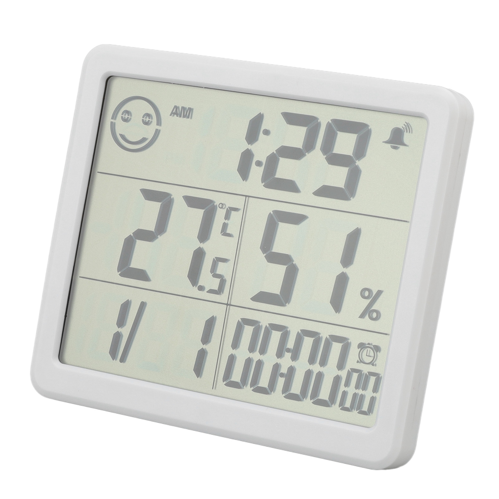 Digitales Innenthermometer Mit Hygrometer, Uhr, Datumsanzeige Und Timer – Für Babyzimmer, Wohnzimmer, Büro, Gewächshaus – Batterien Enthalten – Weiß