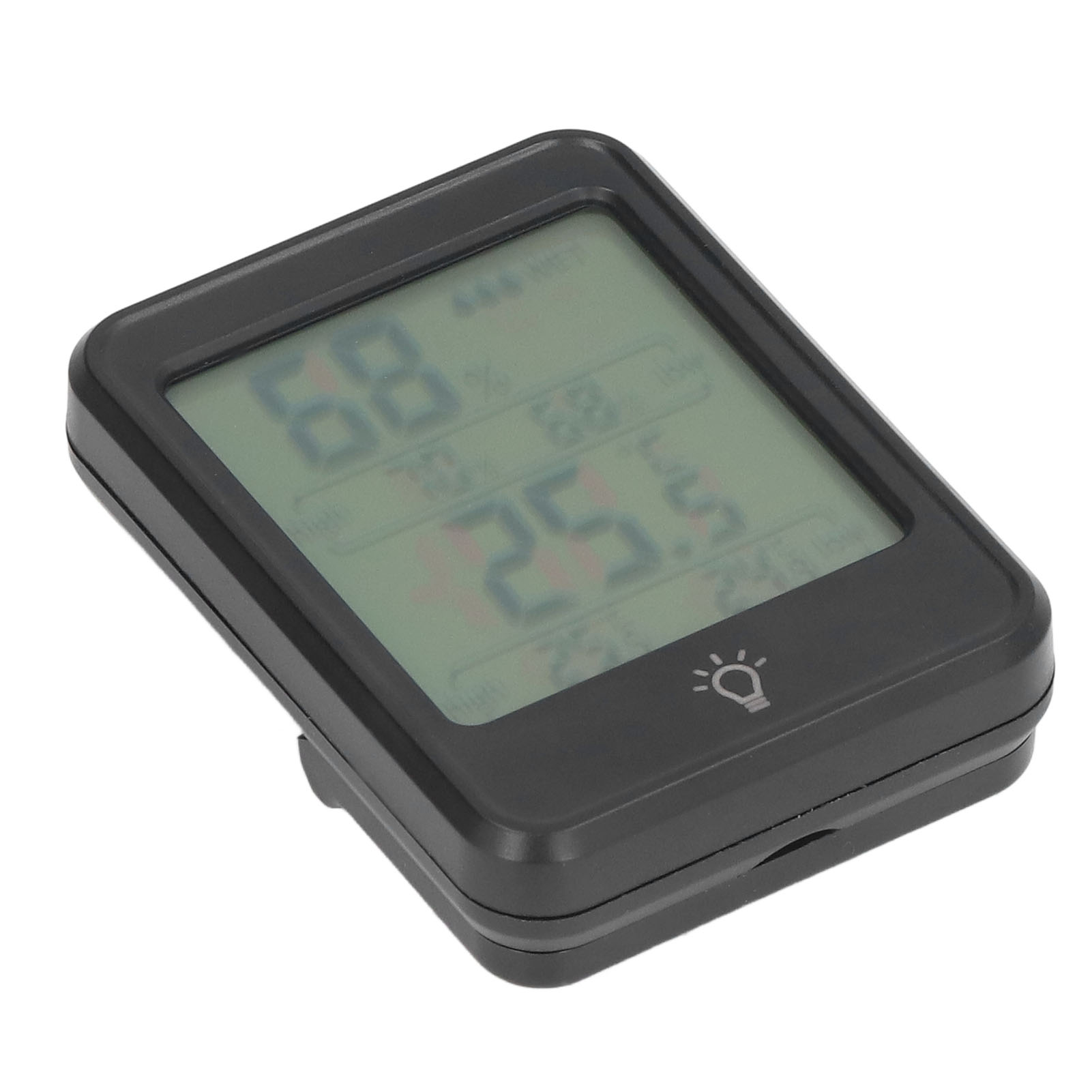 Digitales Mini-thermometer-hygrometer Mit Hintergrundbeleuchtung Für Den Innen- Und Außenbereich, Temperatur- Und Feuchtigkeitsanzeige (batterielos, Modell Mc41 Schwarz)