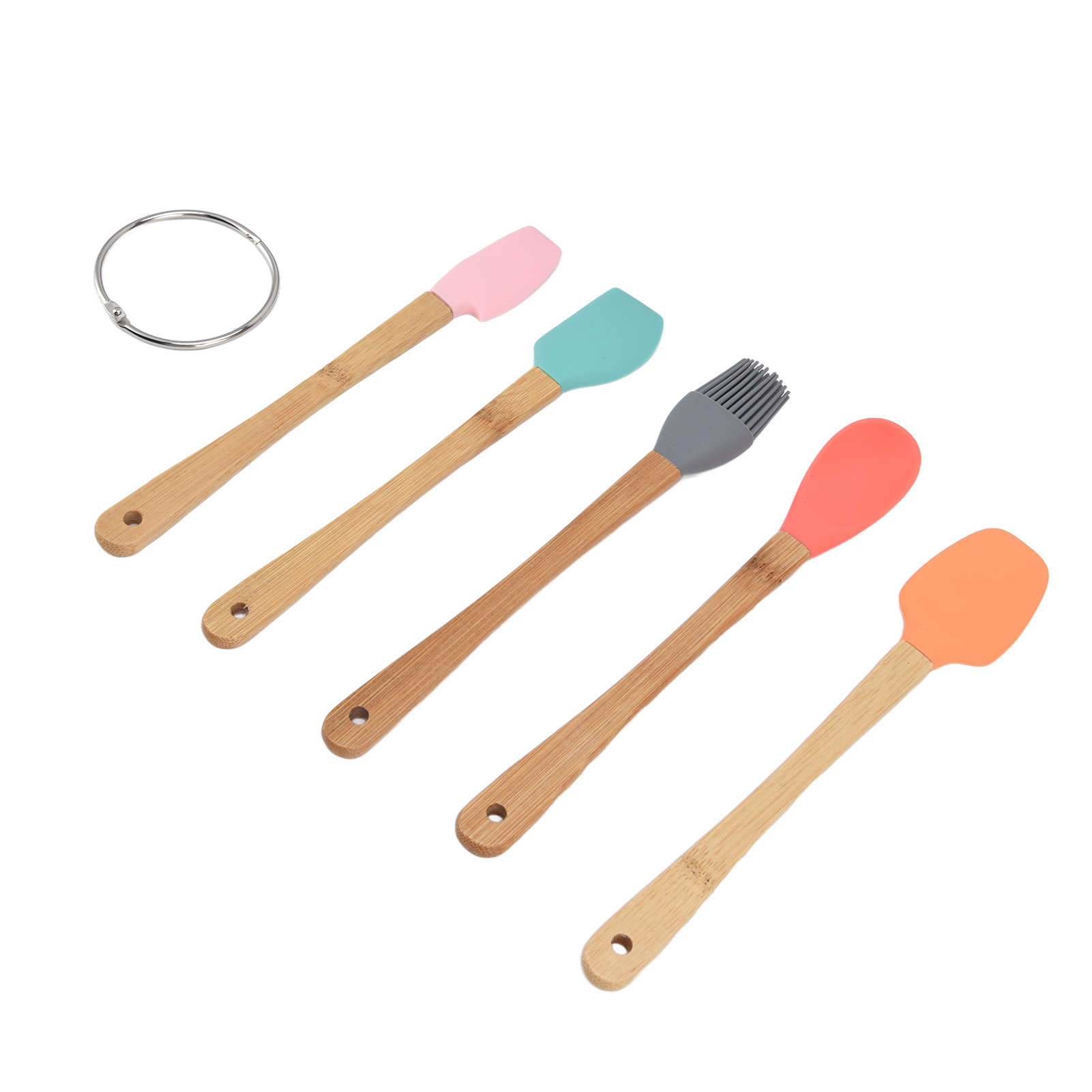 Set Mit 5 Backutensilien, Kleinen Spateln Und Einem Mehrfarbigen Silikonpinsel, Hitzebeständig Für Die Küche