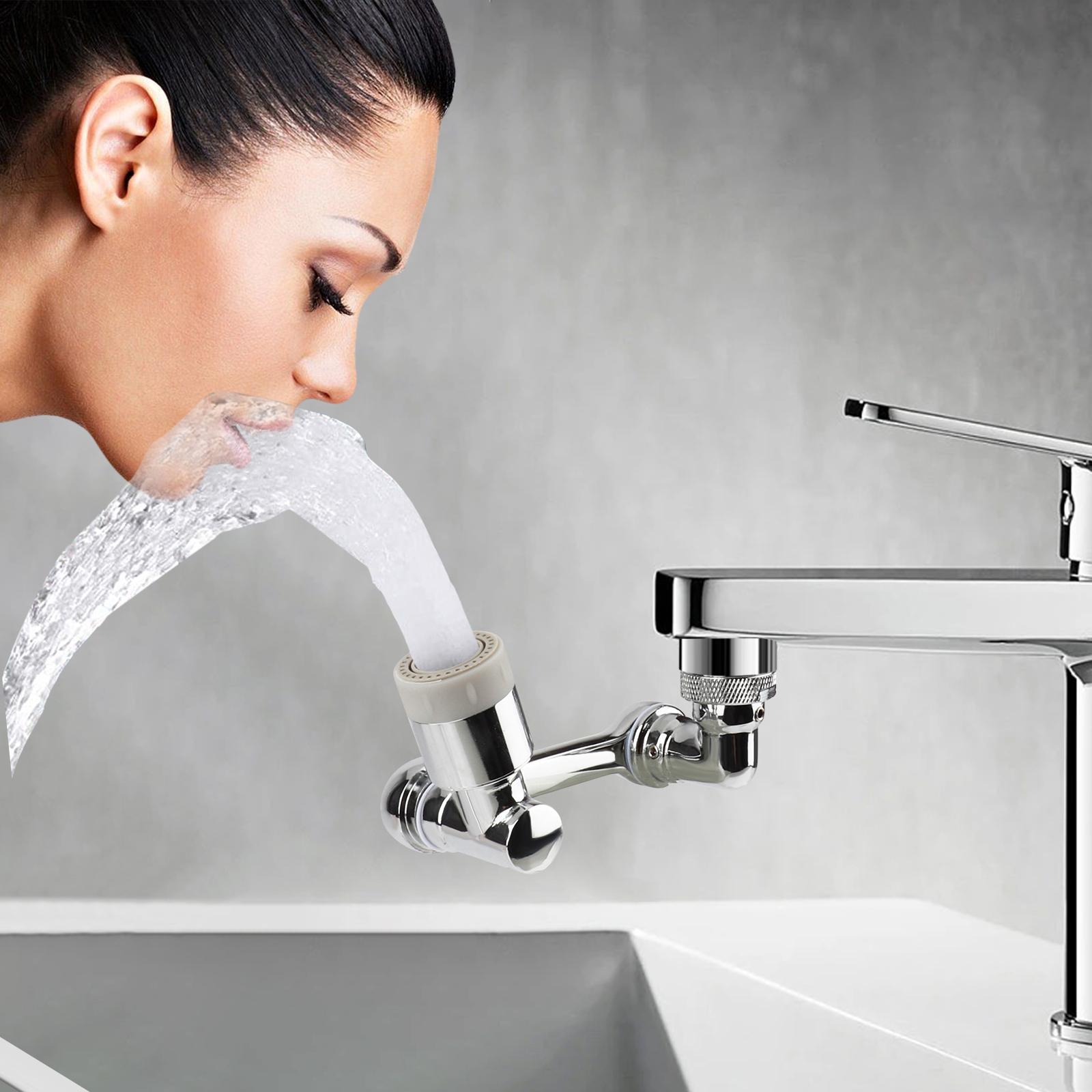 1080° Schwenkbarer Wasserhahnauslauf – Spritzschutz-luftsprudler Für Waschbecken, Doppelstrahl, 1 Stück (kartonverpackung)