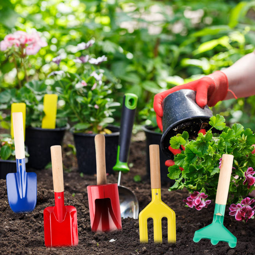 5-teiliges Garten-set, Farbenfrohe Pflanzwerkzeuge, Set Im Beutel Mit Illustriertem Zubehör