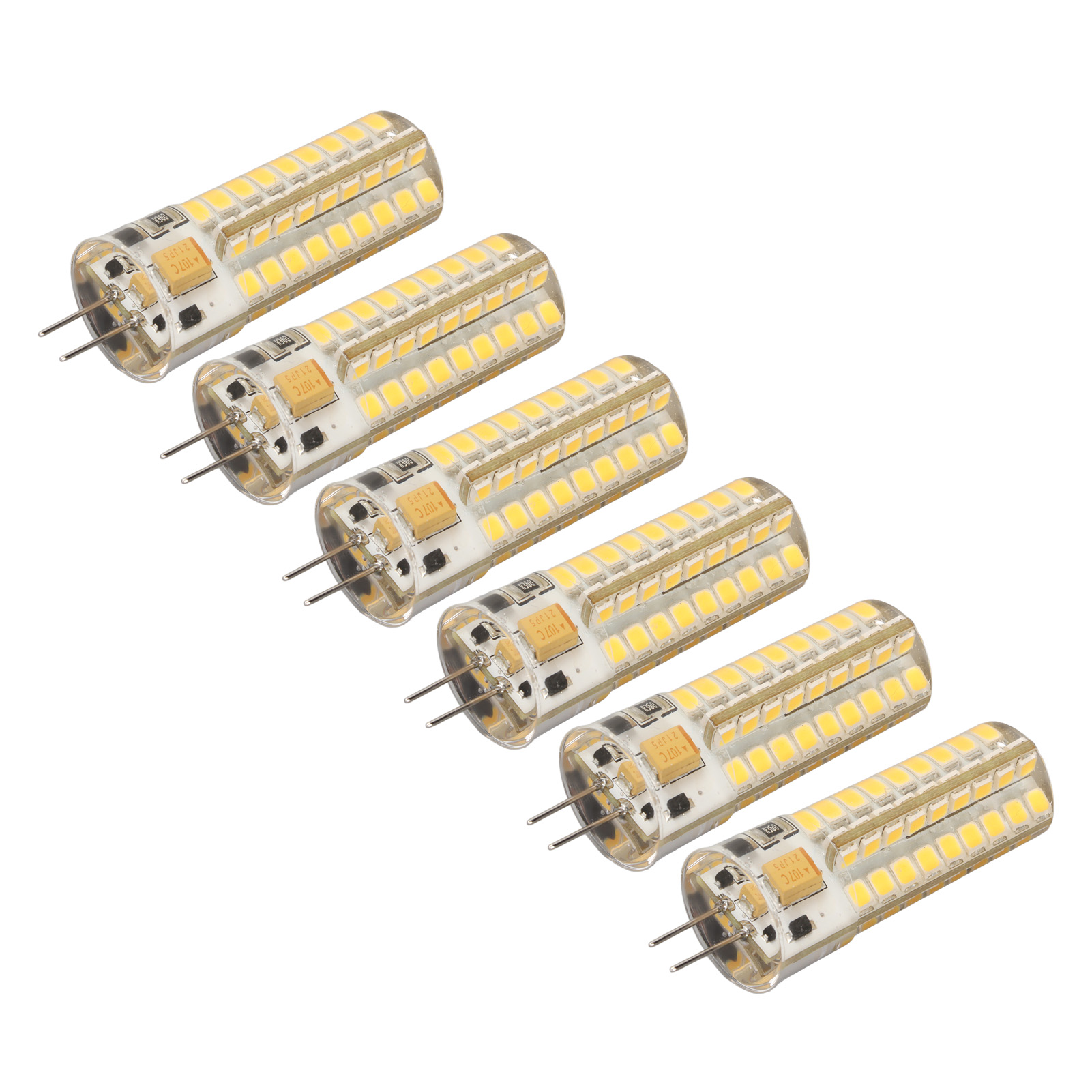 Packung Mit 6 G4 7w 72led Silikonlampen, Warmweißes Licht, Ac/dc12v, Ce/rohs-zertifiziert, Für Kronleuchter, Deckenleuchten, Wand- Und Tischlampen.