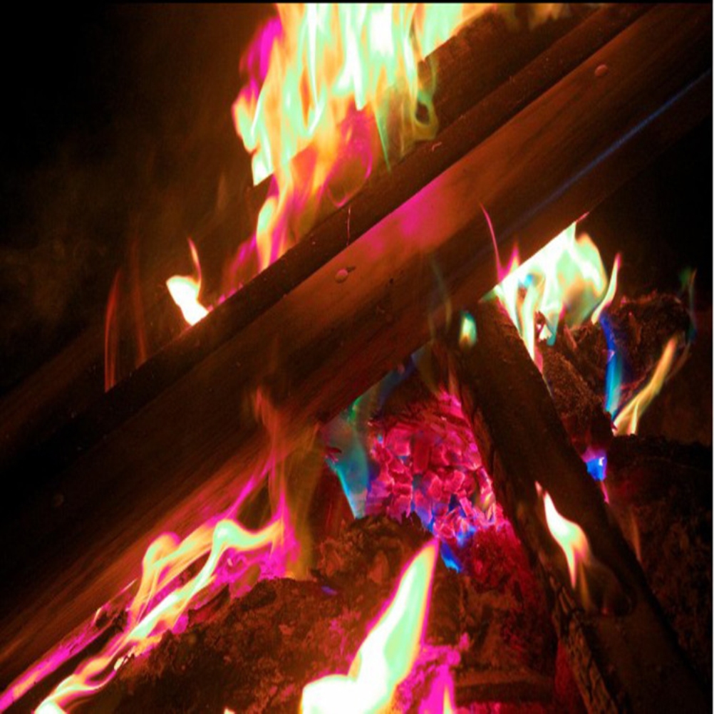 Packung Mit 4 Beuteln Farbigem Zauberpulver Für Farbige Flammen, 30 G, Ideal Für Partys, Strände Und Lagerfeuer.