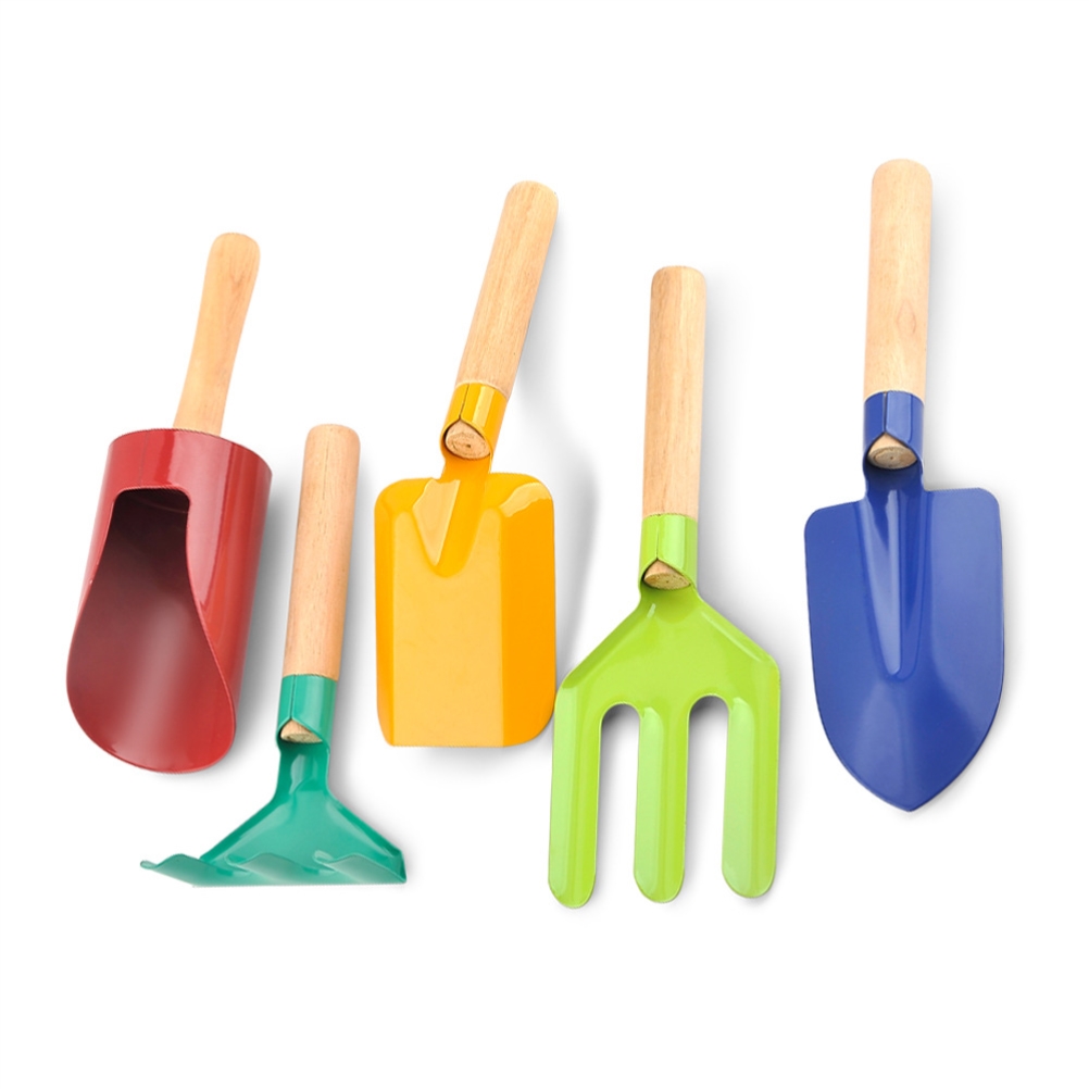 Set Mit 5 Miniatur-gartengeräten Für Kinder, Pflanzspaten Aus Eisen, Gartengeschenkbox.