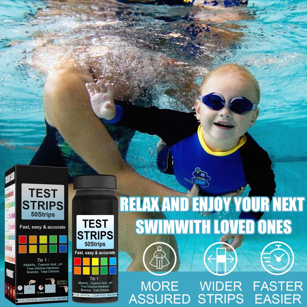 Packung Mit 50 7-in-1-teststreifen Für Schwimmbadwasser, Tragbare Ph-teststreifen