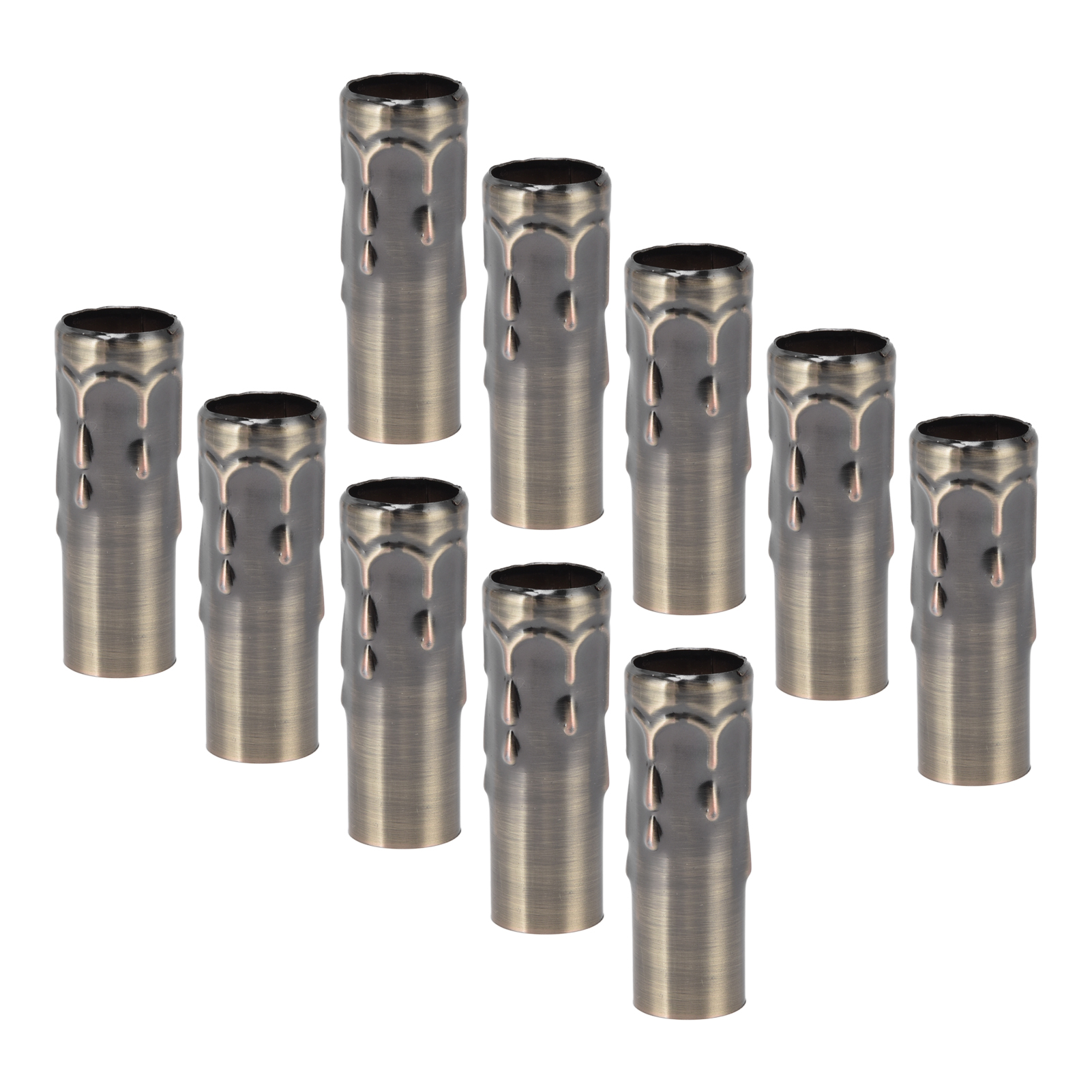 Set Mit 10 E14-fassungen, Kristallleuchterröhren, Tropfenförmigen Hülsen, Geraden Rohren Zur Aufhängung, Beleuchtungszubehör, Antikbronze-finish, Modell 25x80mm.