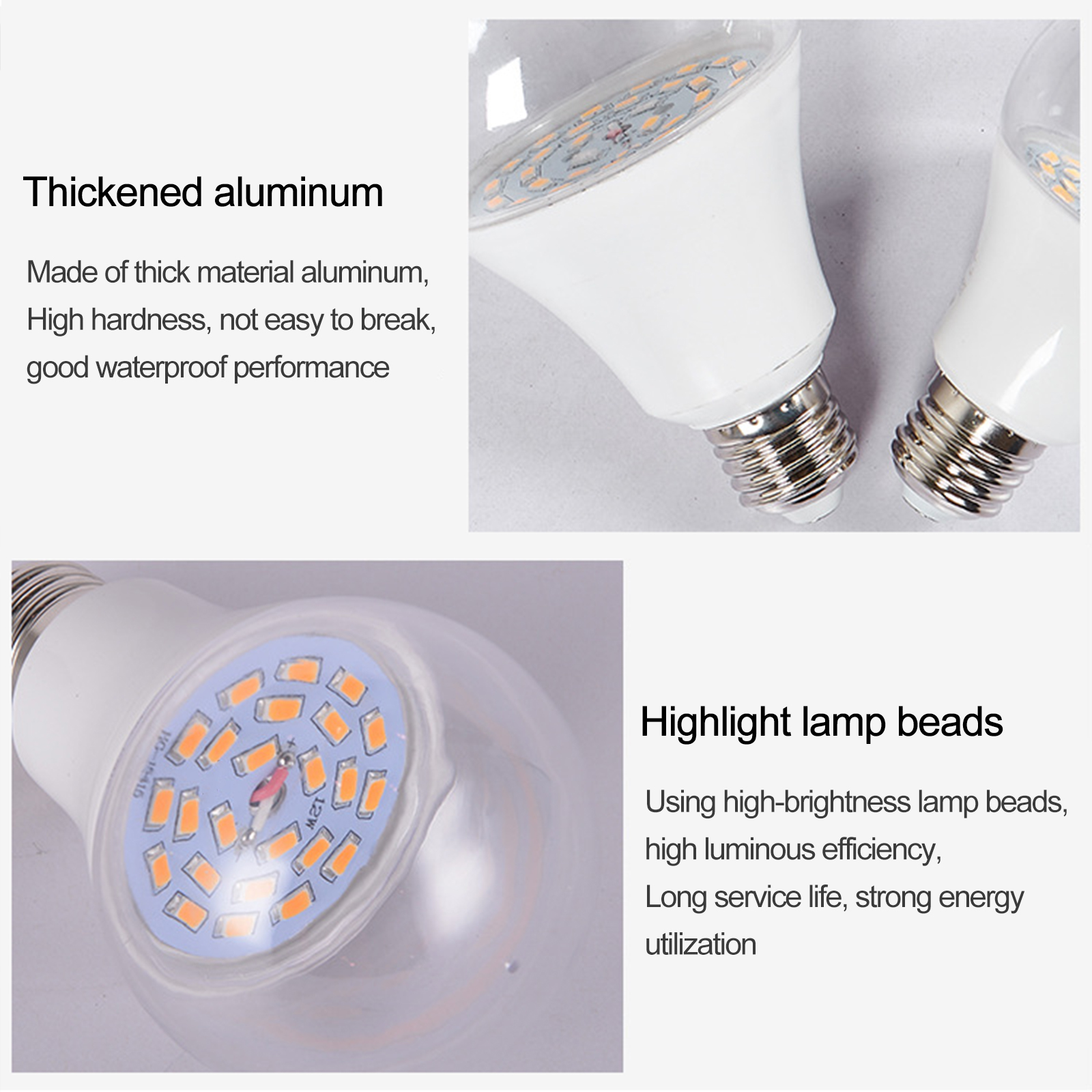 2er-pack Led-pflanzenwachstumslampen, 12 W Warmweiß, Wasserdicht, Kunststoff-aluminium + Pc-lampenschirm, 7 X 12,5 Cm, Universelle E27-fassung, 24 Leds, 270° Abstrahlwinkel (mindestbestellmenge: 10 St