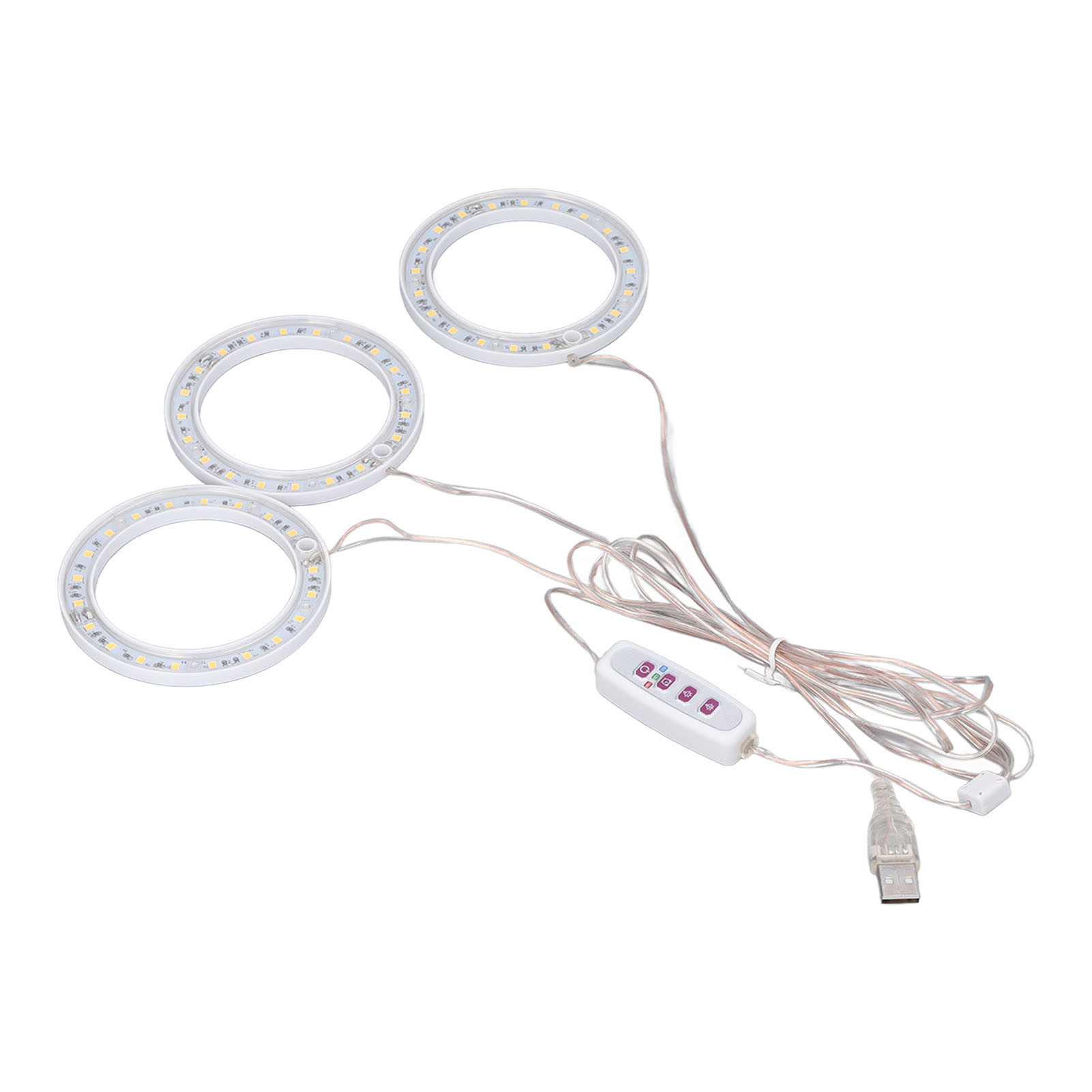 Verstellbare 5-stufige Led-pflanzenlampe Mit Volllichtfunktion Und Timer, Usb-pflanzenlampe Für Sukkulenten, Gewächshaus, Rosa-violettes Licht (steuerung: 3 Köpfe)
