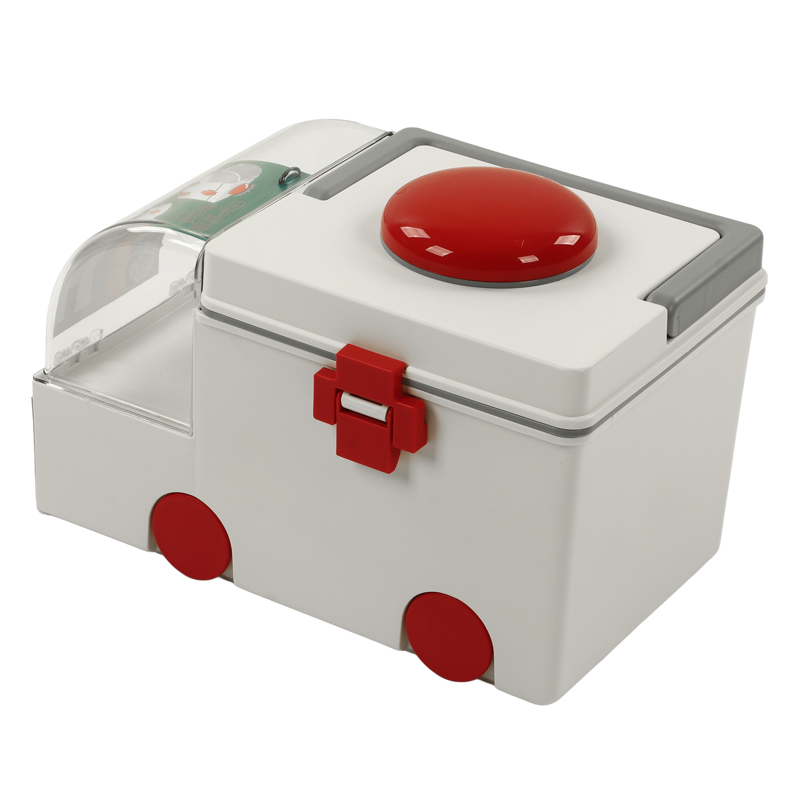 Erste-hilfe-set Für Kinder, Grauer Kunststoff-krankenwagen, Große Familienbox Mit Griff, Geräumige Aufbewahrungsbox, Komplettes Medizinisches Set