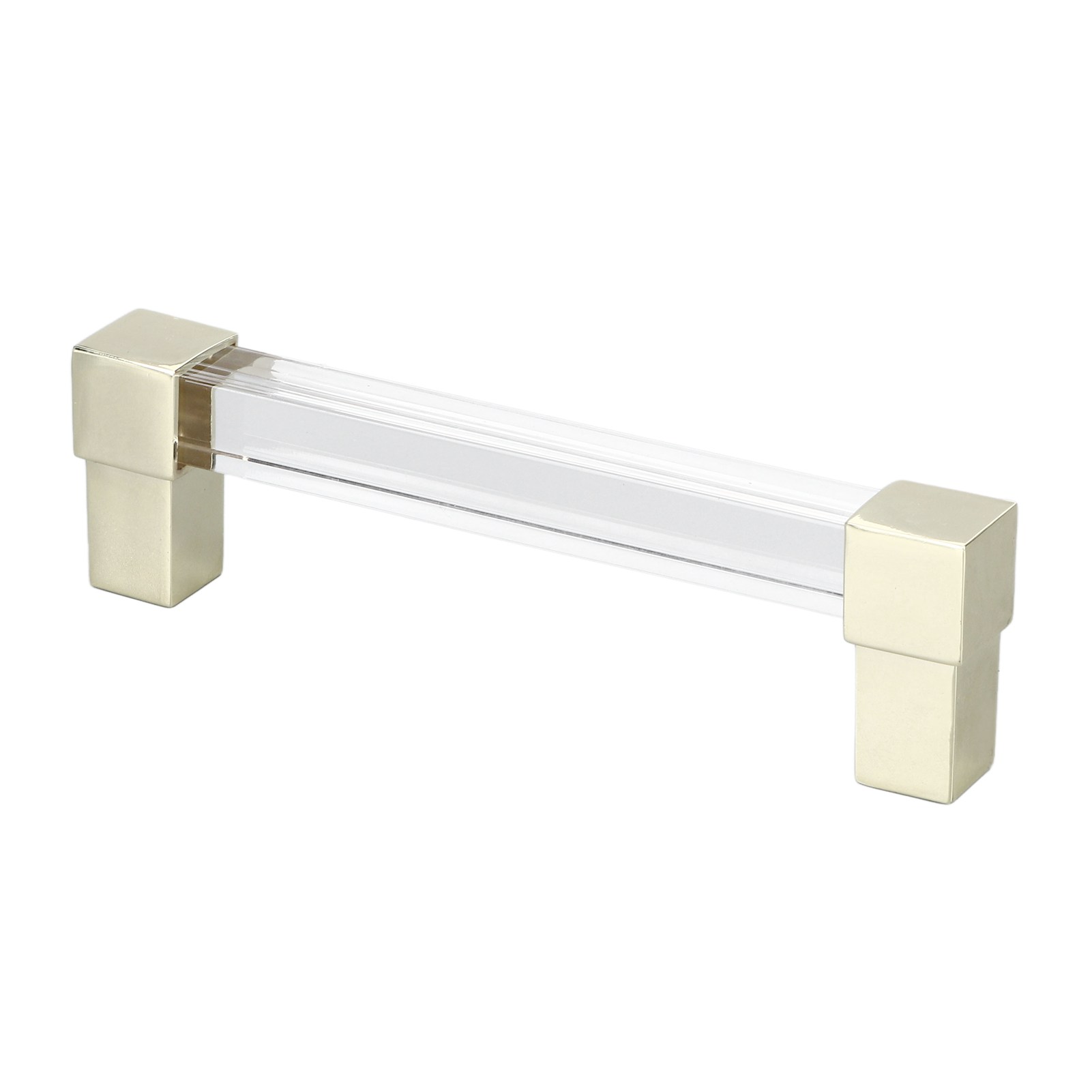 Griff Aus Transparentem Acryl Für Schublade, Schrank, Garderobe – Goldfarbener Metallgriff, Einzelloch, 128 Mm Mittenabstand, Geschützt Durch Luftpolsterfolie.