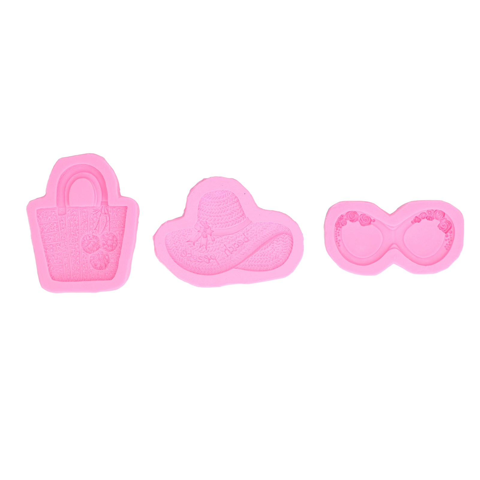Set Mit 3 Flüssigsilikonformen Für Hüte, Taschen, Sonnenbrillen – Diy-fondant-kuchendekorationen, Schokolade