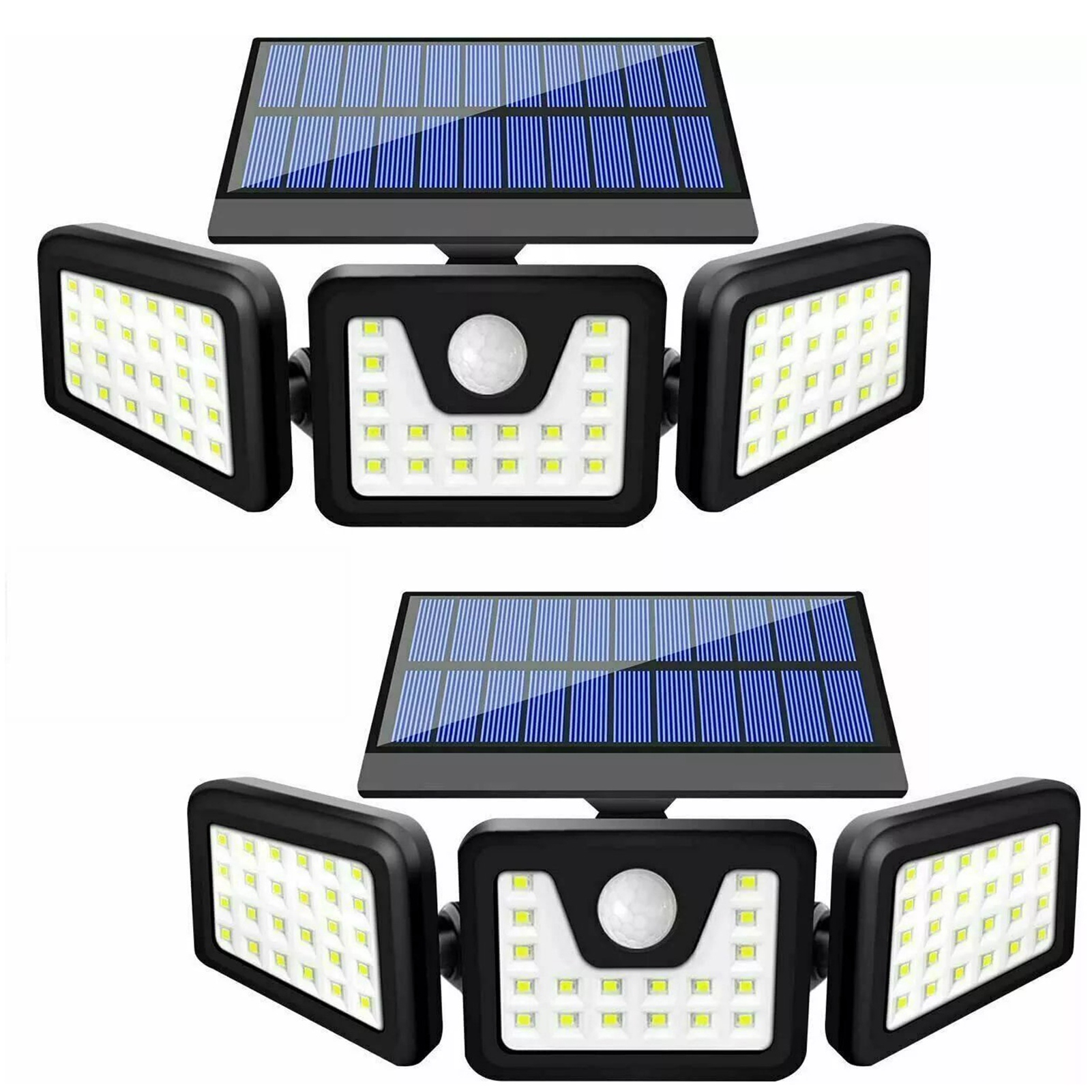 Wasserdichte, Solarbetriebene Led-dreifachwandleuchte Mit Bewegungsmelder Und Separater Fernbedienung, Modell 171cob