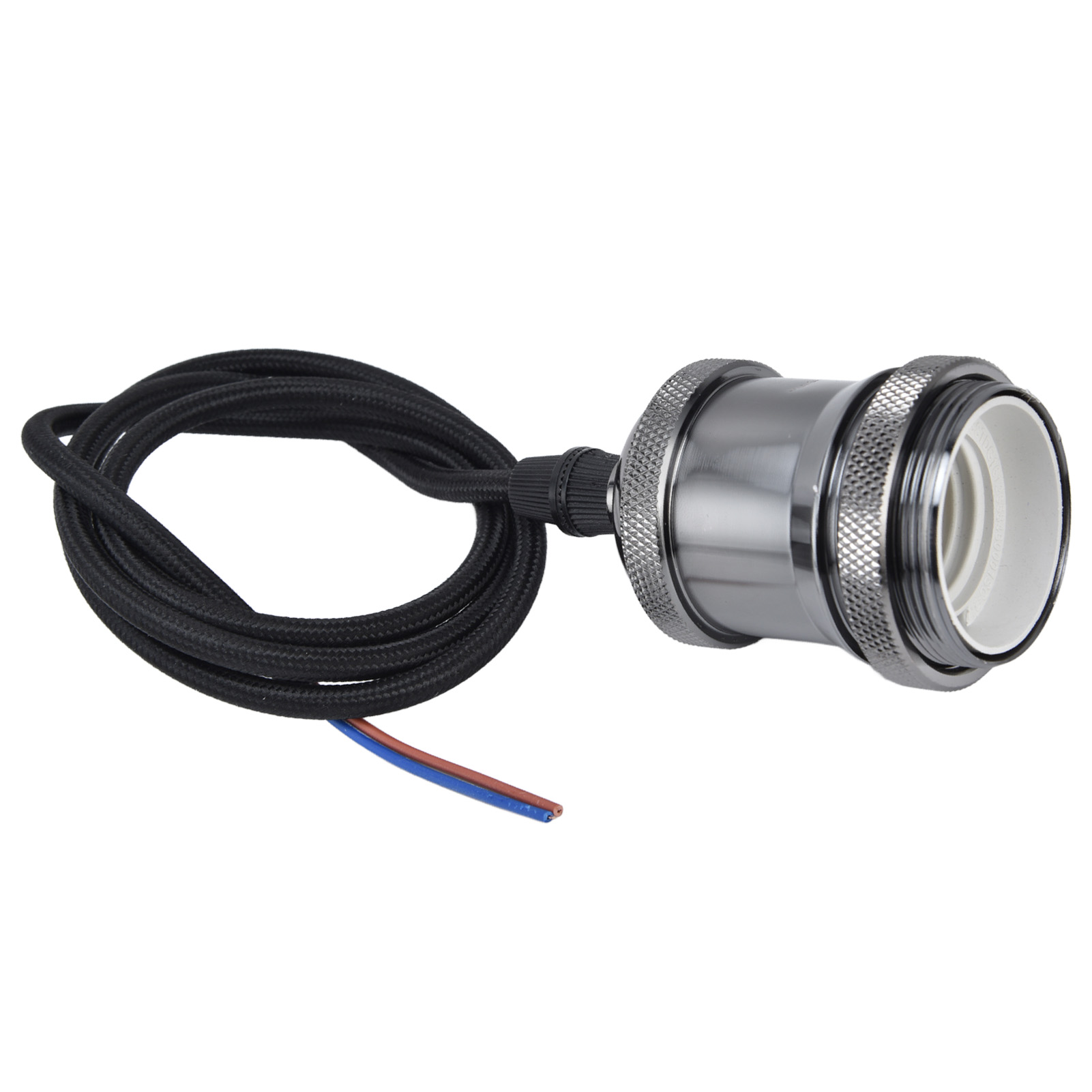 Retro-pendelleuchte, E27-gewindefassung Aus Aluminium Mit Kabel, Für Led-deckenleuchten (leuchtmittel Nicht Enthalten) (100–240 V), Perlschwarz