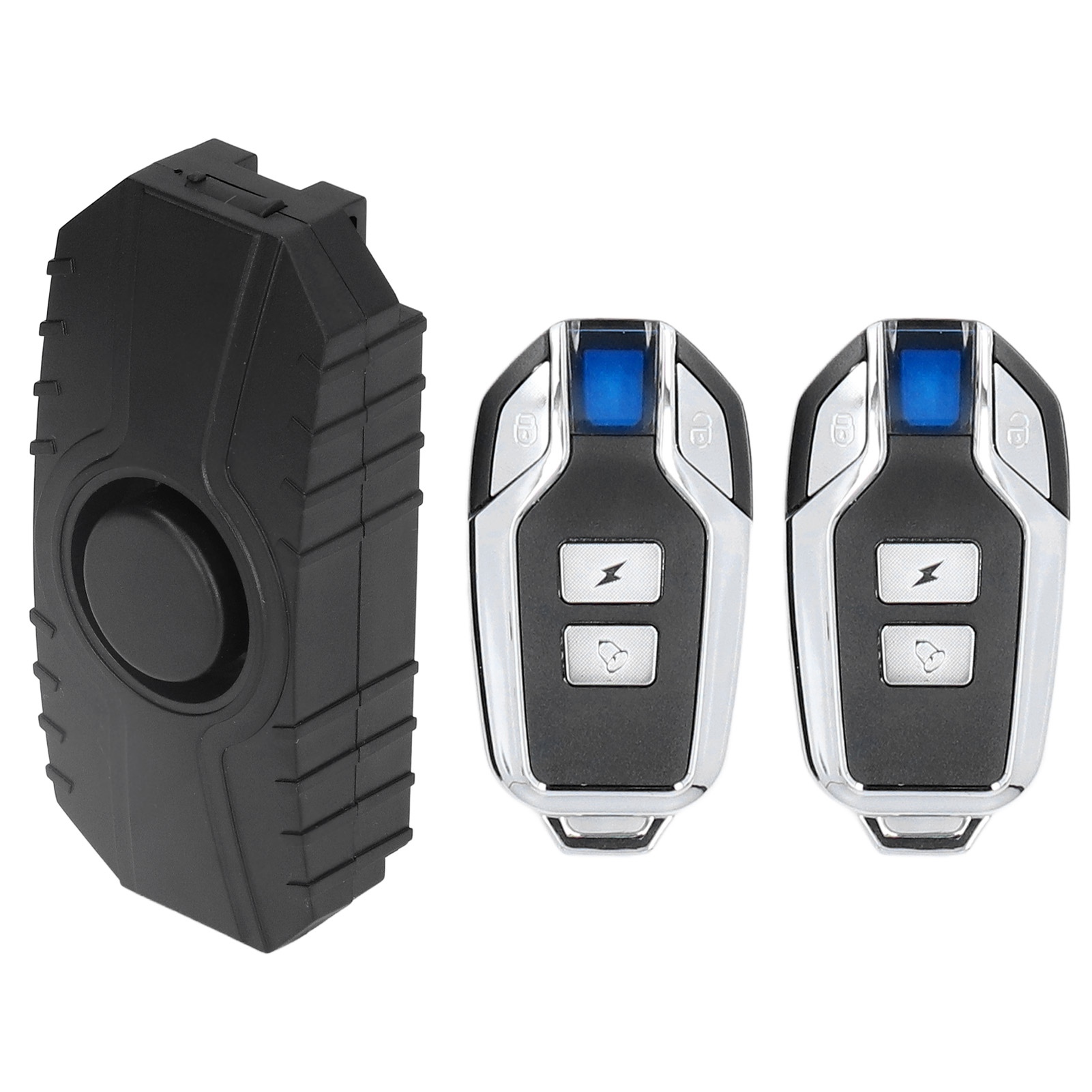 Kabelloser Vibrations-diebstahlalarm Für Fahrrad, Roller, Motorrad, Zuhause, Mit Fernbedienung (eingebaute Knopfzellenbatterien) Und Eingebautem Lithium-akku, Schwarz, 2 Fernbedienungen.