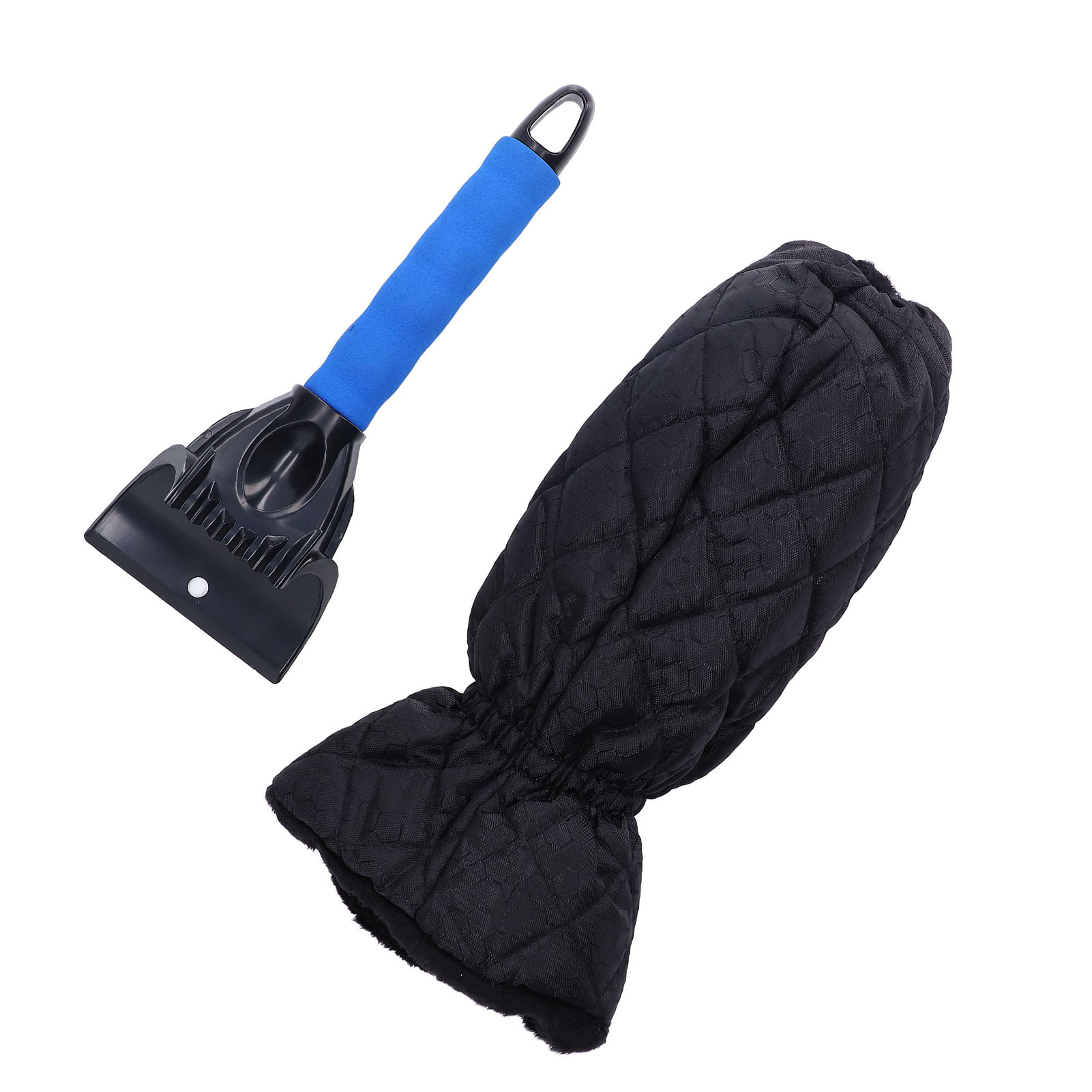 Schneekratzer Für Autos (26 X 9,5 Cm), Inklusive Beheizbarer Handschuhe, Scheibenenteiser Für Den Winter, Autoreinigungsset Mit Blauen Thermohandschuhen