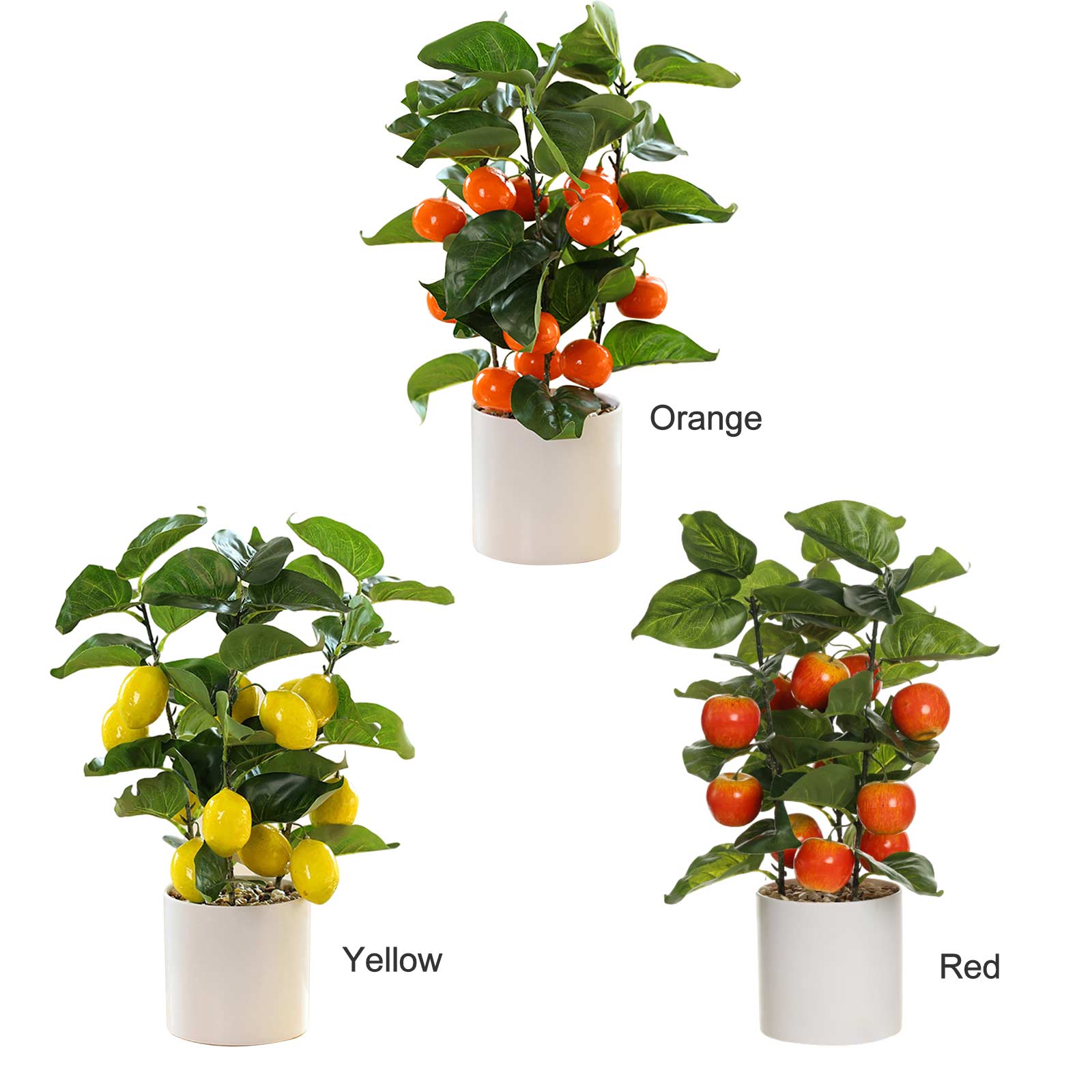 Set Mit 3 Künstlichen Kumquat-topfpflanzen, Künstliche Innendekoration