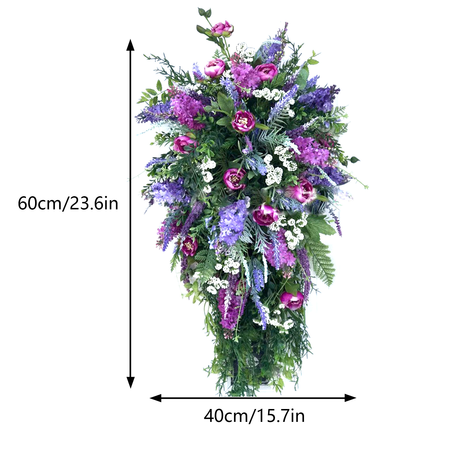 Großer, Violetter Frühlingskranz Aus Tulpen, Flieder, Hyazinthen Und Mehrfarbigen Hortensien (modell B).