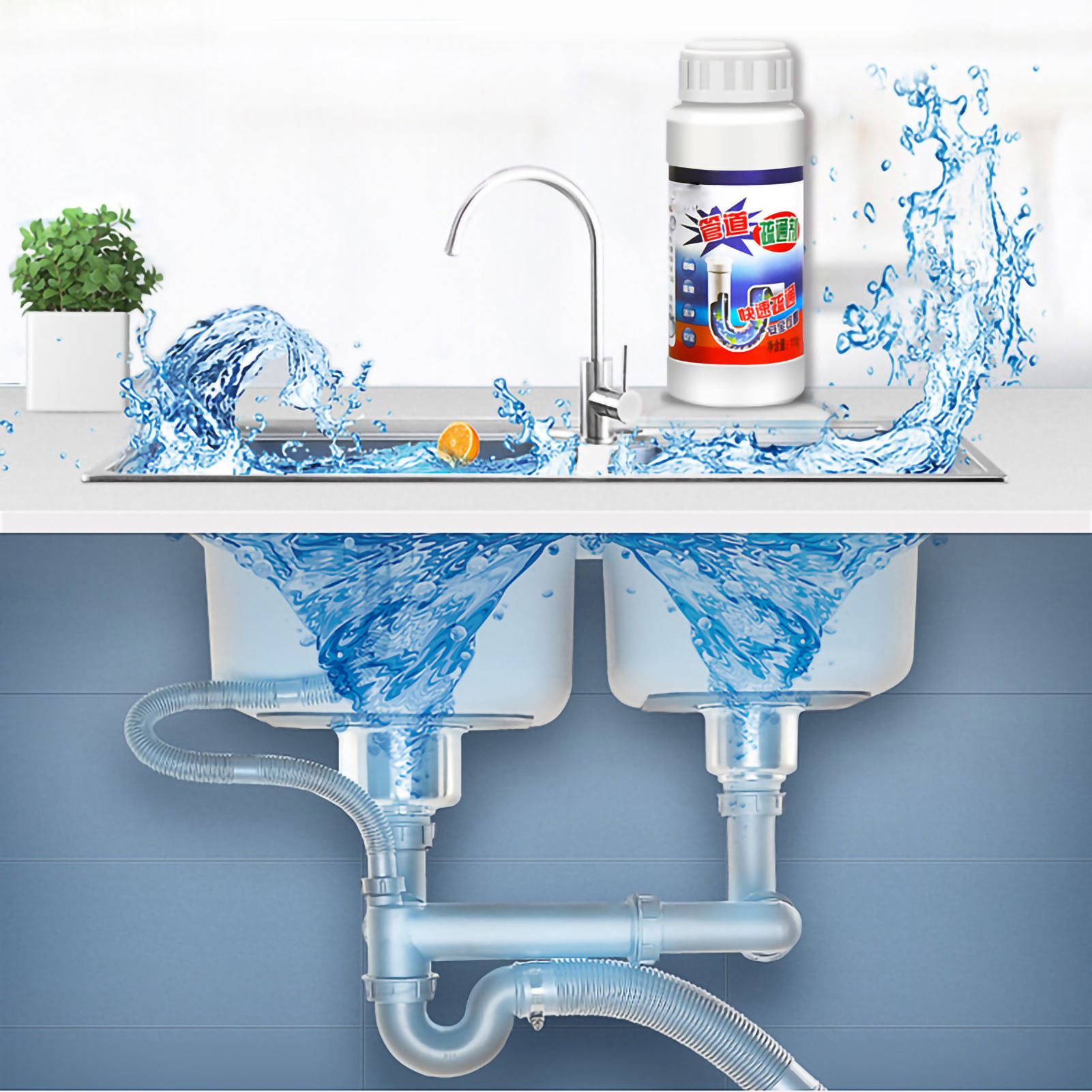 Kraftvoller Reiniger Für Küchenabflüsse, Fett, Spülbecken, Toiletten, Badewannen, 1l, Löst Verstopfungen, Wirksam Gegen Organische Abfälle.