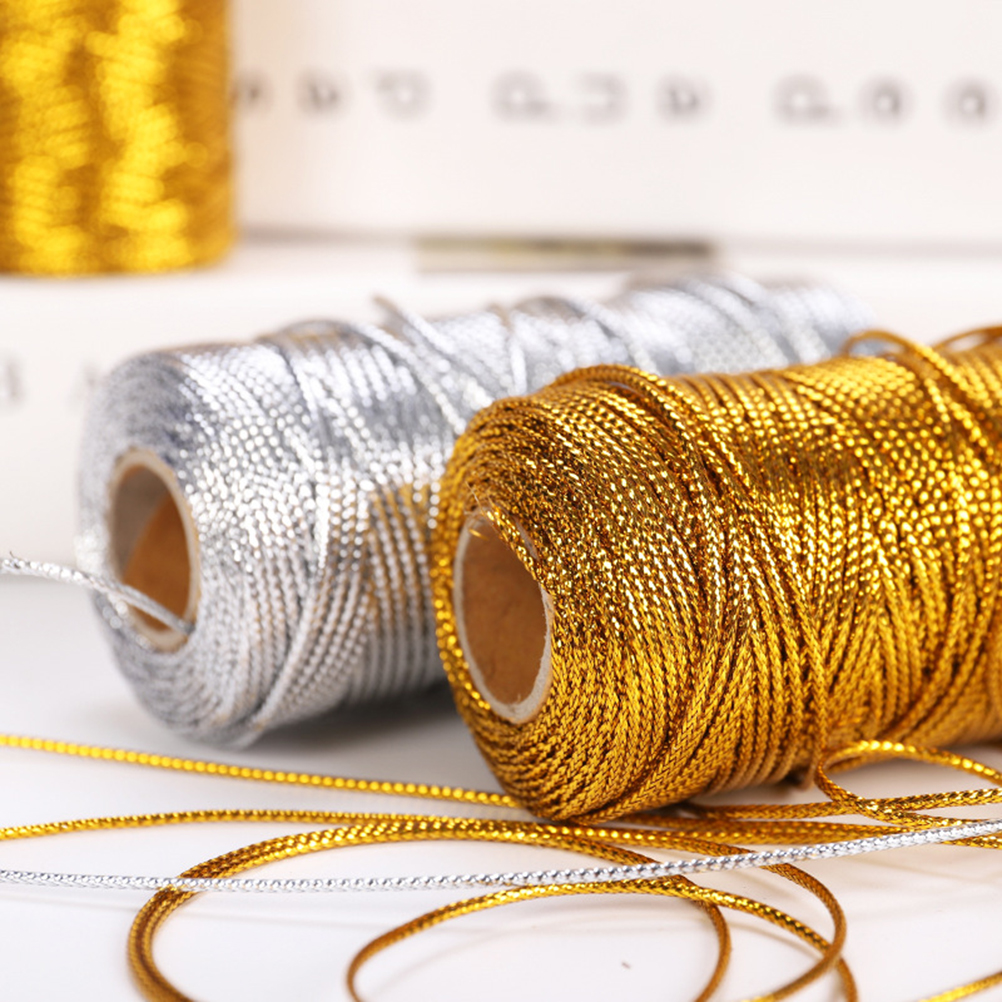 1,5 Mm Draht Für Anhänger, Gold Und Silber, 16-adrig, Flach, Hohl, Geschenkverpackungsdraht (beutel, 1 Stück) C2-20, Gold, 100 M/rolle