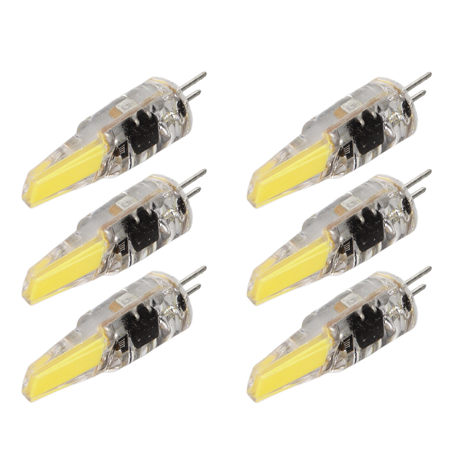 Konvolut Von 6 G4 Cob Led 6w 220v Kaltweißen Glühbirnen Für Kronleuchter, Deckenleuchten, Wandleuchten Und Tischlampen.