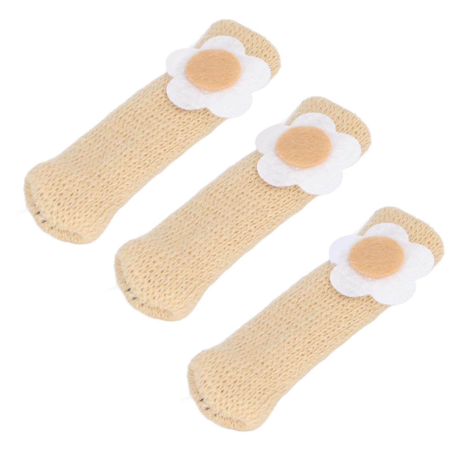 Packung Mit 25 Doppellagigen, Gestrickten Möbelbeinüberzügen, Stuhl- Und Tischsocken, Rutschfest Und Dick, Geräuschloser Schutz Für Massivholzparkett (beige Mit Blumenmuster)