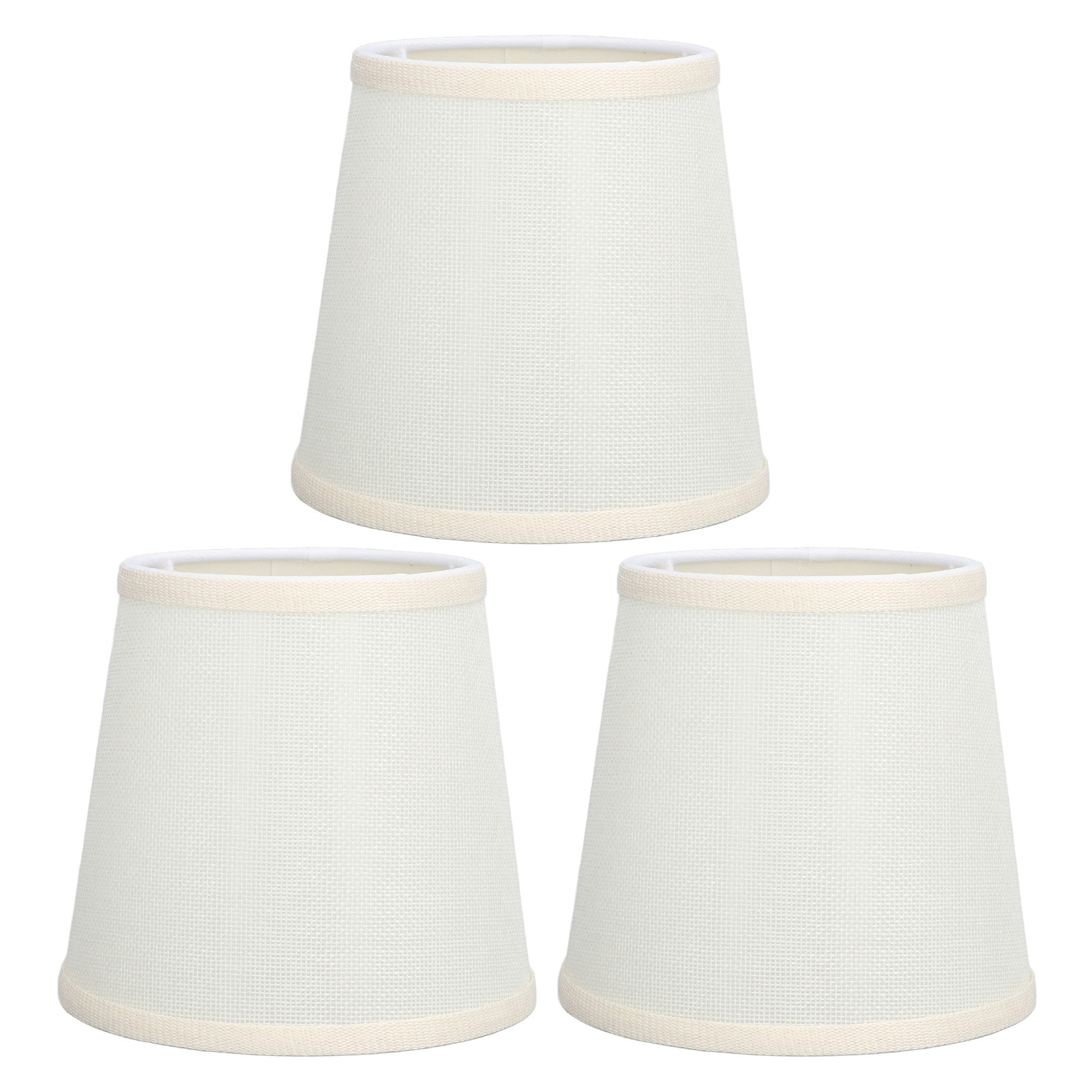 3 Moderne Lampenschirme Aus Leinenstoff, 15 X 14 X 11 Cm, E14-fassung, Für Kristalllüster, Kerzenleuchter, Wandleuchten, Beigefarbener Schirm 0059, 3er-set