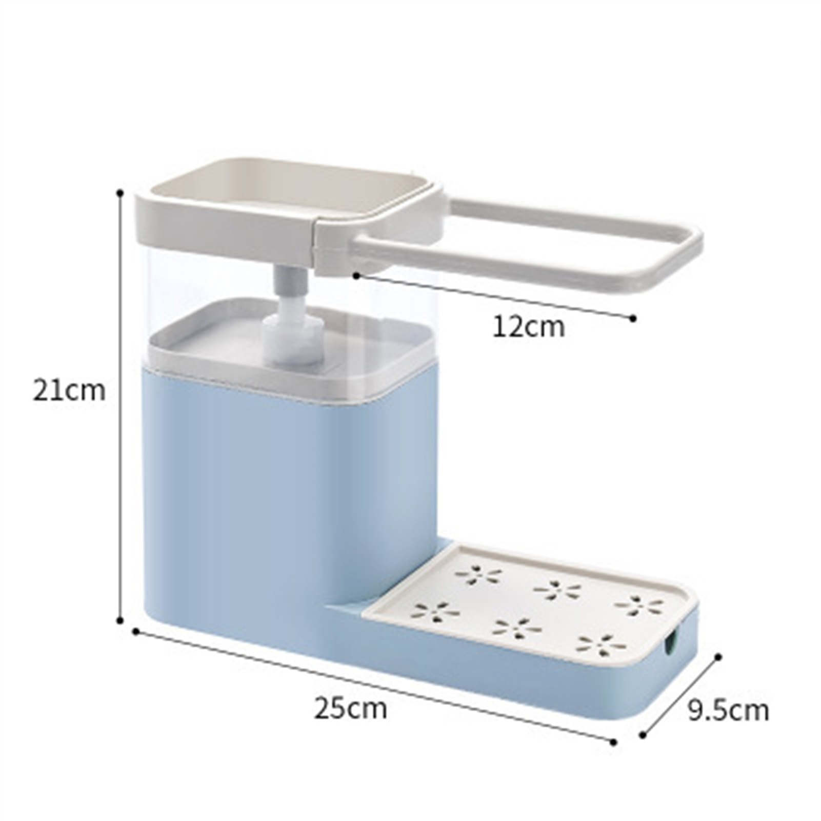 Automatischer Spülmittelspender Mit Druckpumpe, Tuchhalter, Nordisch Blau, Für Die Küchenspüle, Seifenspender.