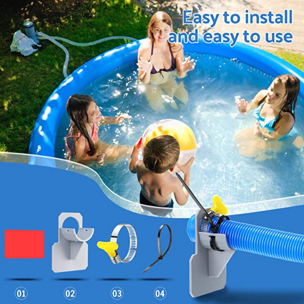 Set Mit 2 Flexiblen Poolschlauchhalterungen, 2 Klemmen + 2 Blauen Teilen, Opp-beutel