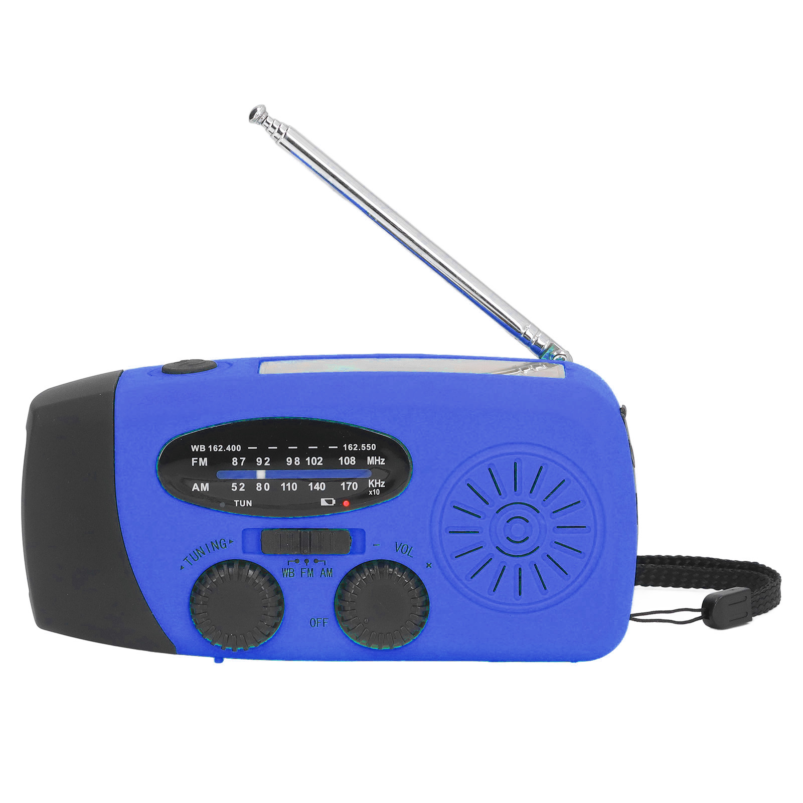 Notfallradio Mit Solarantrieb Und Handkurbel, Eingebauter Wiederaufladbarer Lampe, Ce+fcc+rohs+msds-zertifiziert, Blau, Us-modell, Mehrzweck-überlebensset.