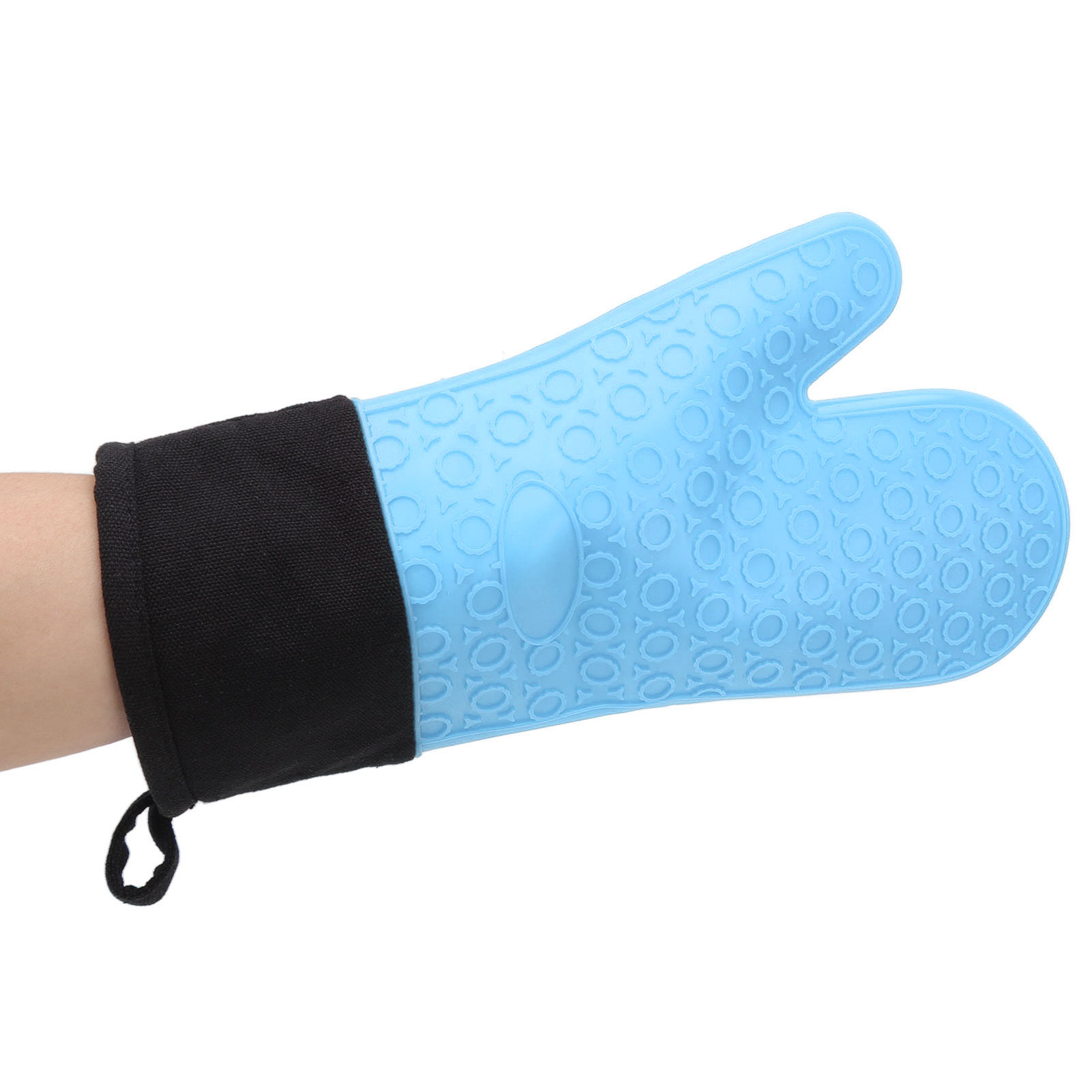 Hitzebeständige Silikon-küchenhandschuhe, Langes Paar, Zwei Finger, Rutschfest Und Hitzebeständig, Blau, Für Backofen Und Mikrowelle.