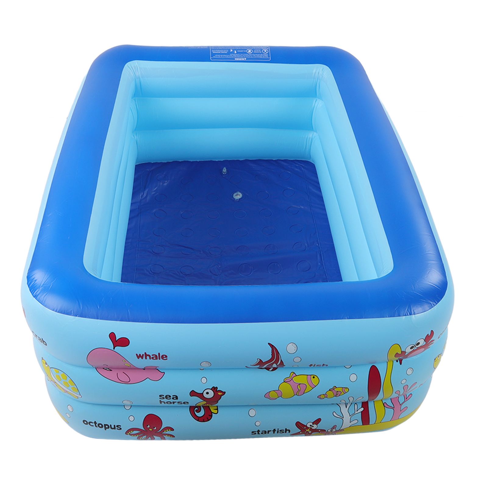 Aufblasbarer Kinderpool Mit Cartoon-motiven, Familien-spielpool Für Draußen, Sandkasten, Bällebad Mit Maritimen Motiven, Sommer (ohne Gas, Nur Lieferung) (größe: 150 Cm Dreilagig (blau) 150 X 115 X 50