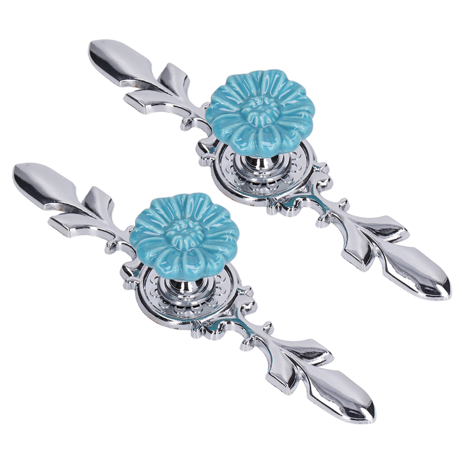 Set Mit 2 Runden Schubladen- Und Schrankgriffen, Europäischer Stil, Modern-rustikales Blau, Große Größe (2er-pack) 1088d Wildchrysantheme