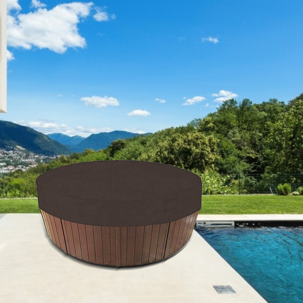 Runde, Wasserdichte Badewannenabdeckung Für Den Außenbereich, Staubdichter Schutz Für Garten-whirlpools, Braun, 200 X 30 Cm